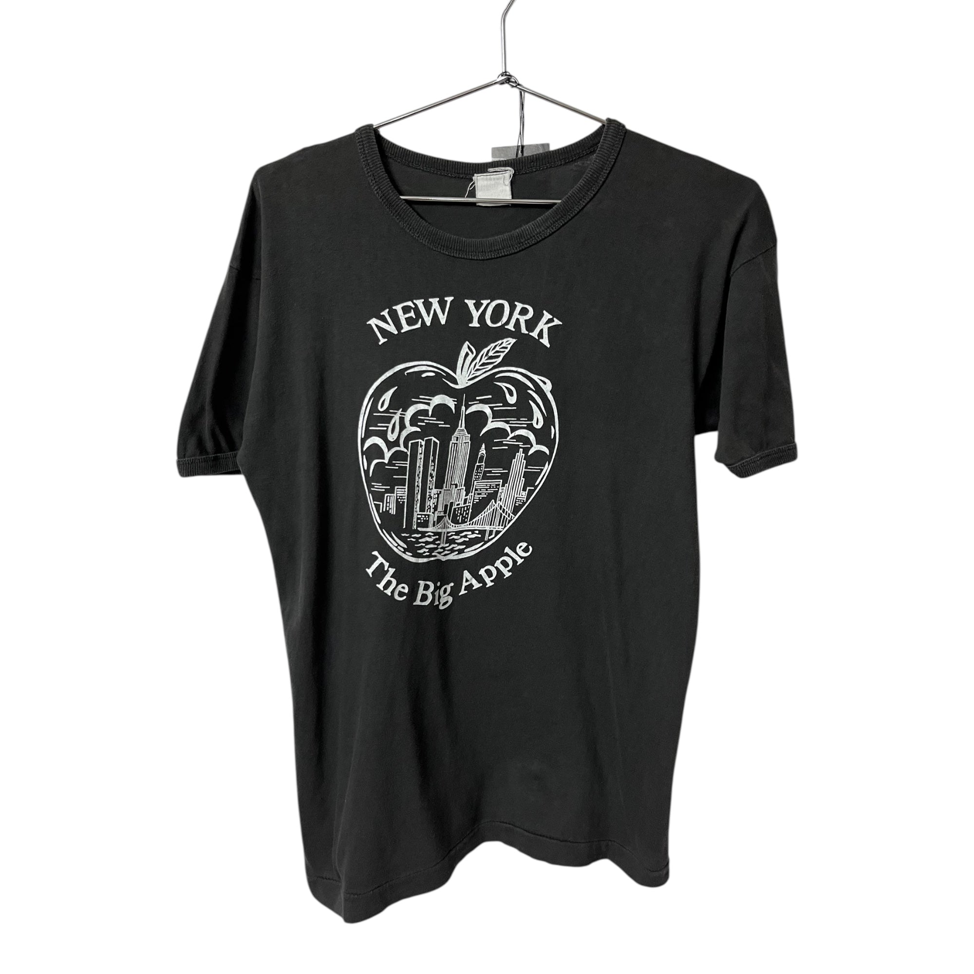 1970s Faded ‘New York, The Big Apple’ Graphic T-Shirt - Faded Black - M