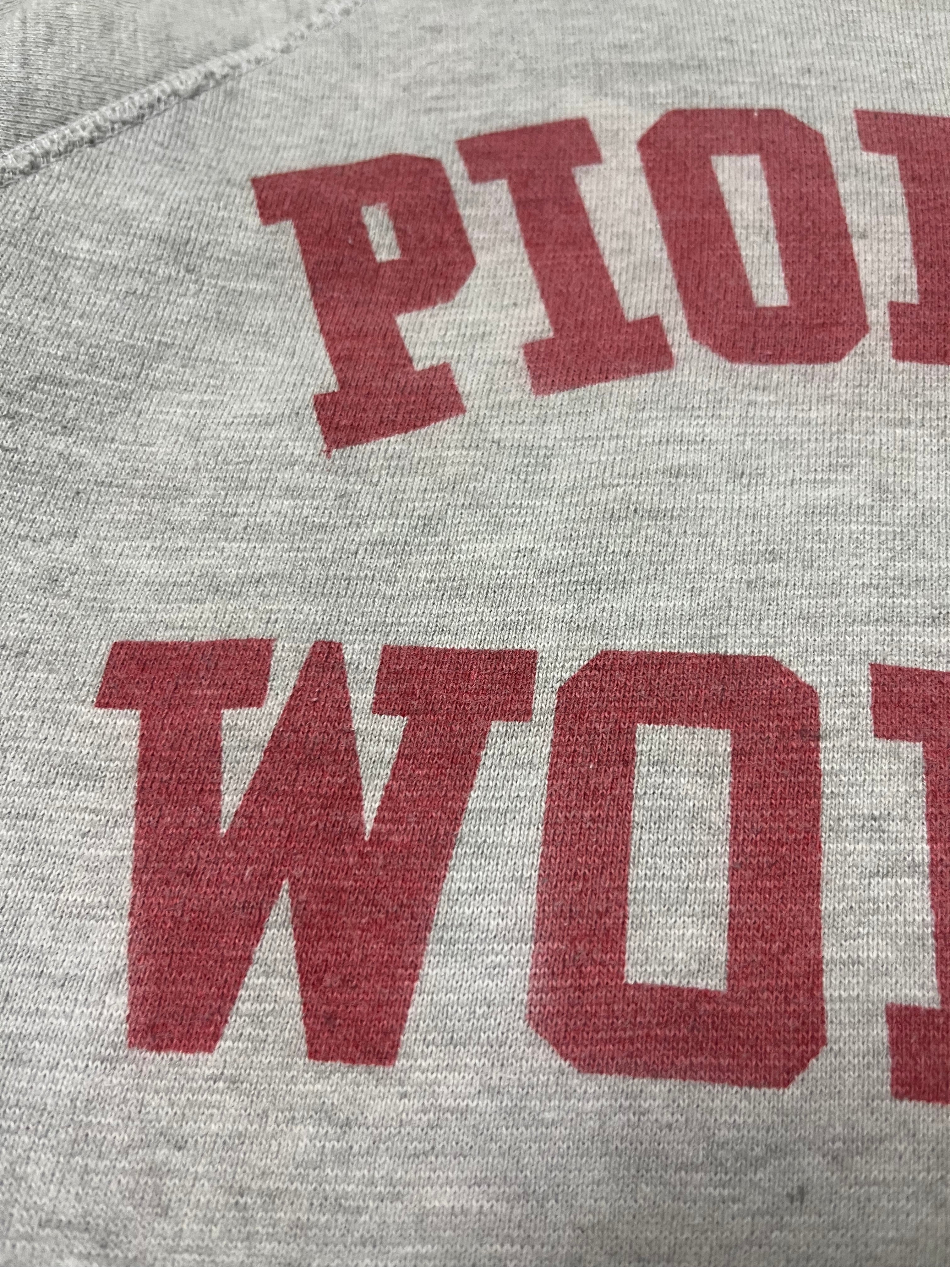 1950s/60s ‘Pioneer Women’ Shortsleeved Crewneck Sweatshirt - Heather Grey/Crimson - M
