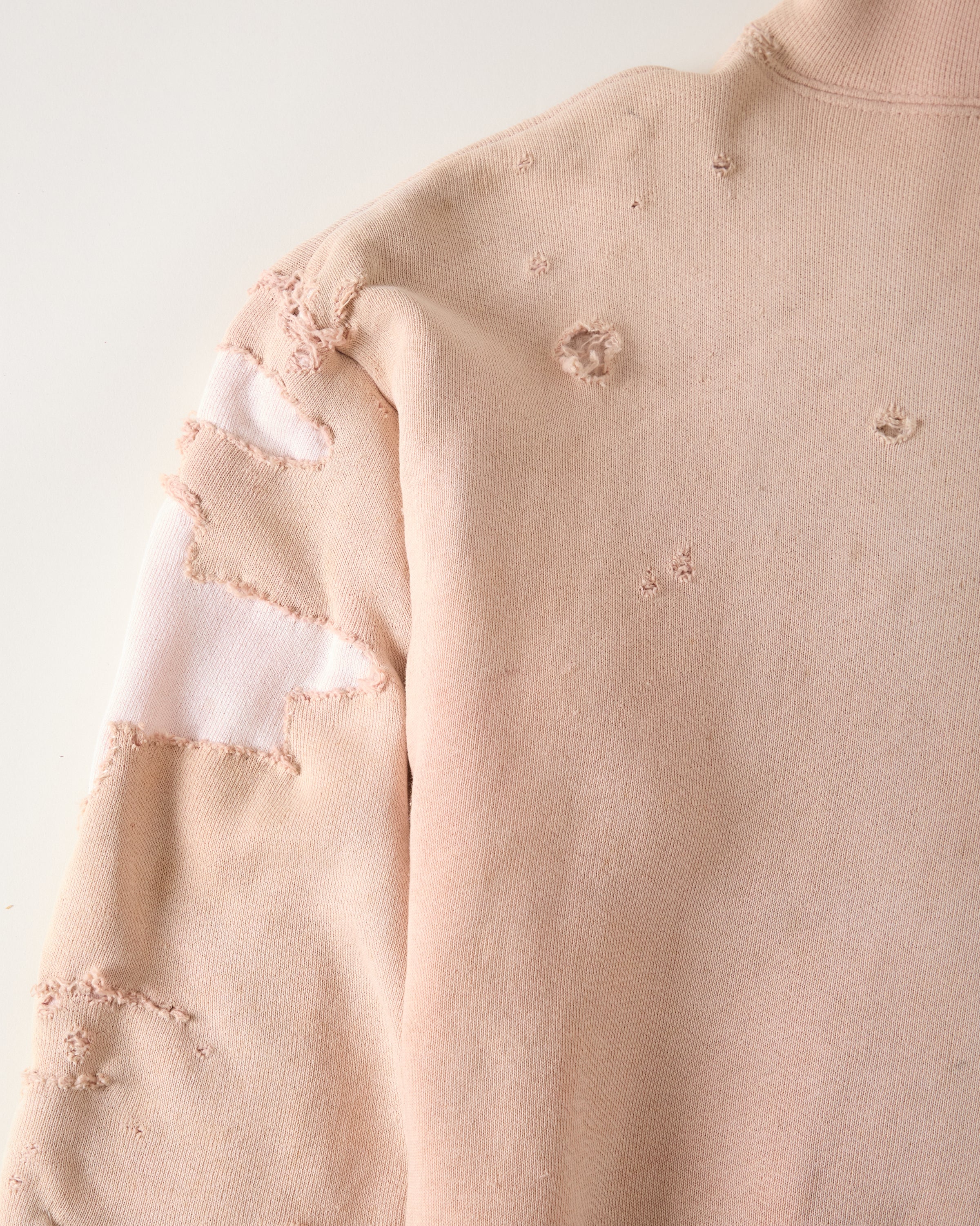 1960s Distressed & Repaired Thermal-Lined Double-Face Hoodie - Faded Pink - M/L