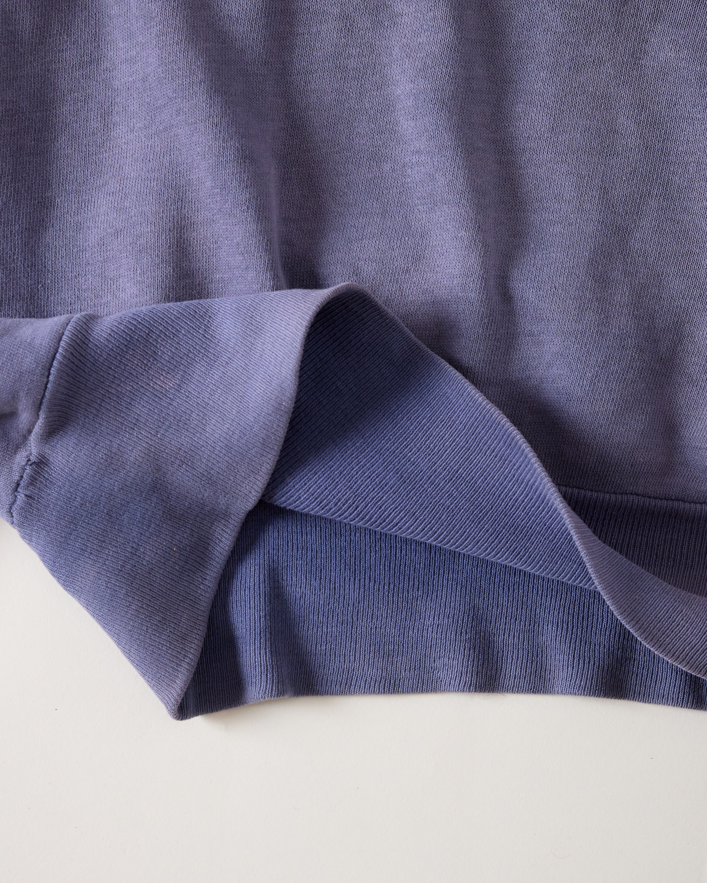 1960s Distressed & Repaired Hooded Raglan-Cut Sweatshirt - Faded Navy/Eggplant - M/L