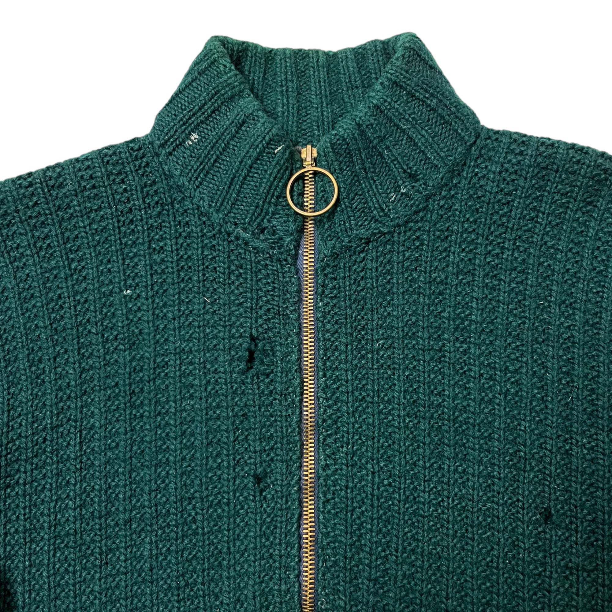1940s Distressed French Knit Sweater - Forest Green - S/M