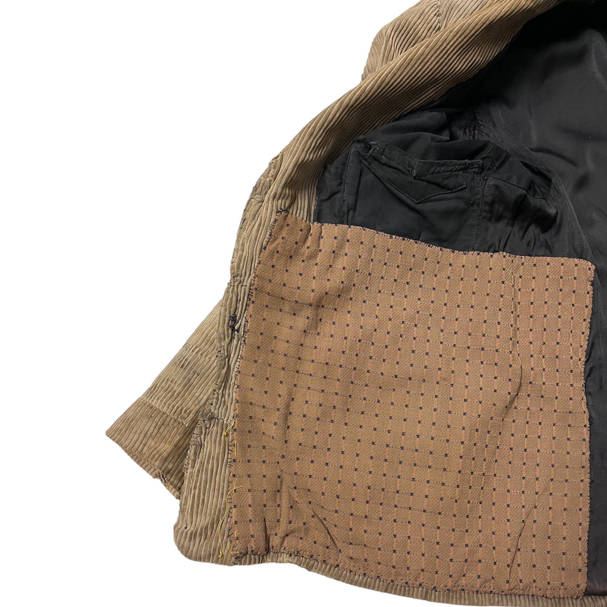 1930s French Corduroy Distressed & Repaired Blazer - Tan/Brown - M/L