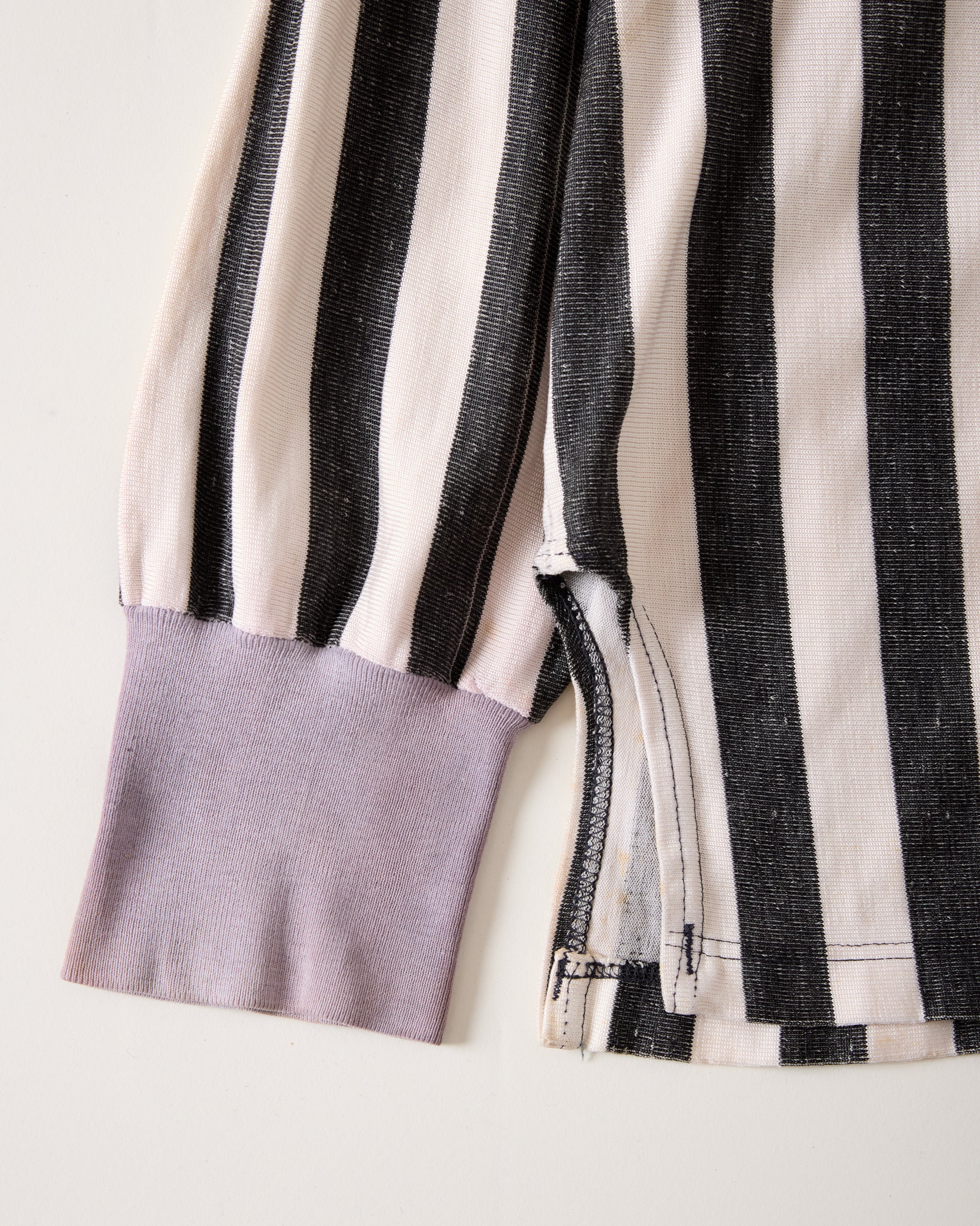 1950s ‘Rawlings’ Pullover 1/4-Zip Referee Shirt/Jacket With Faded Contrast Cuffs - White/Black - M