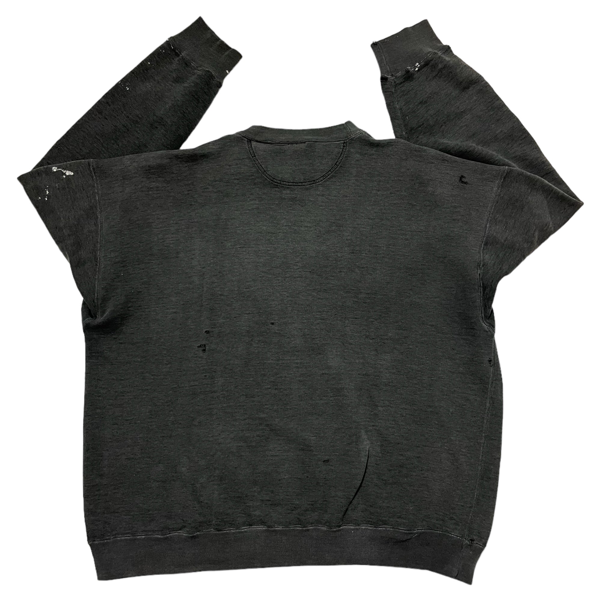 1990s Embroidered ‘Ho Sports’ Distressed Crewneck Sweatshirt - Sun Faded Black - XL