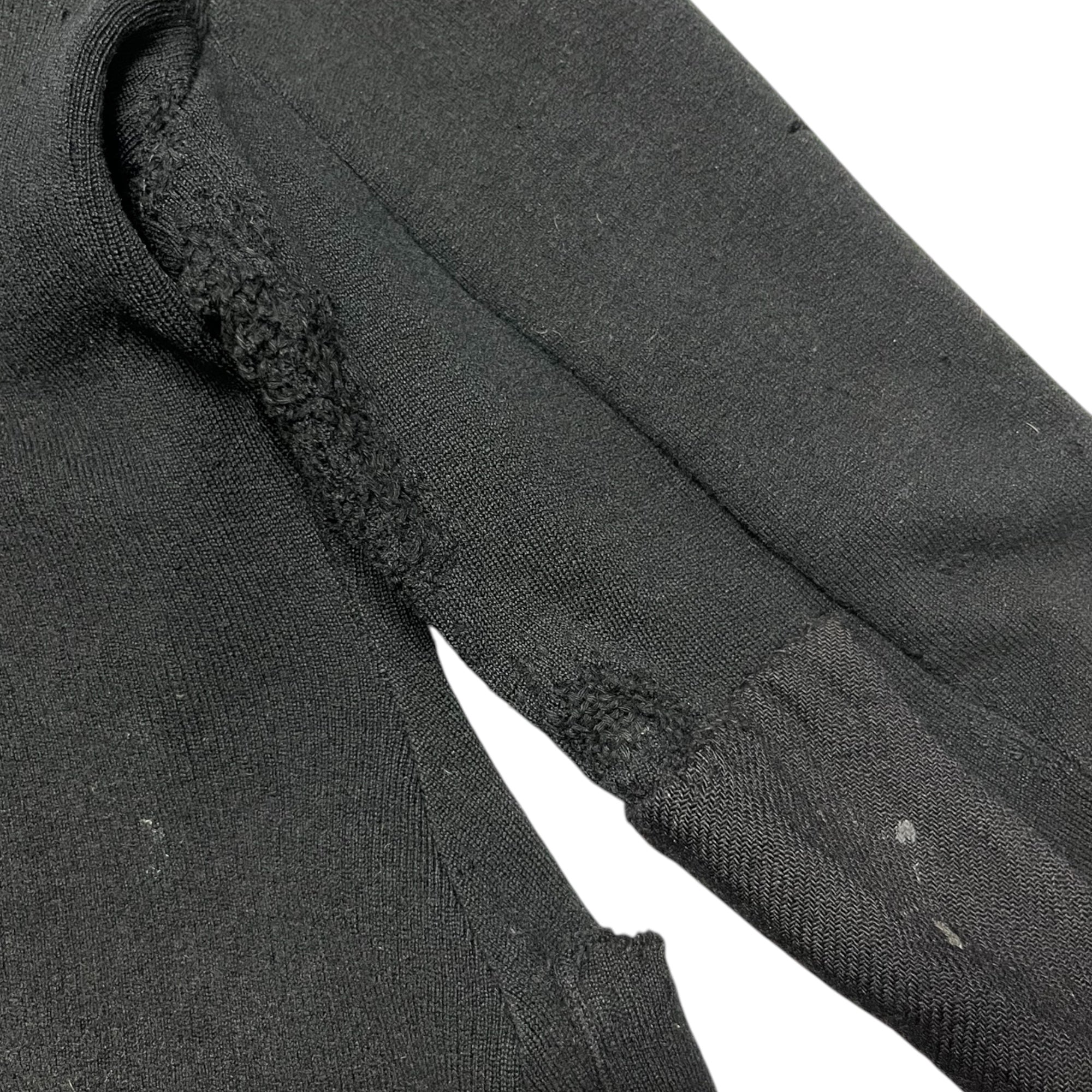 1930s French Wool Cardigan with Unusual Pockets & Repairs - Black/Faded Black - S