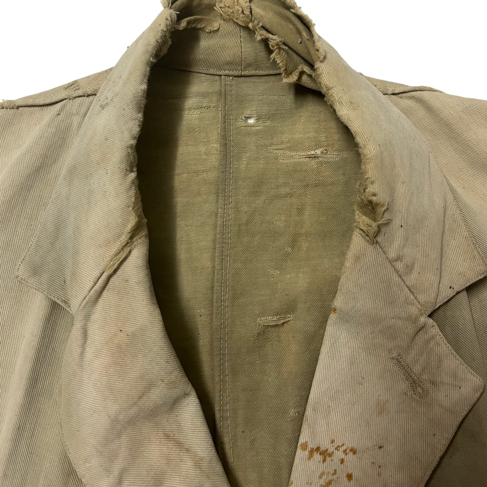 1910s/20s French Cotton/Linen Hunting Jacket - Faded Khaki - M