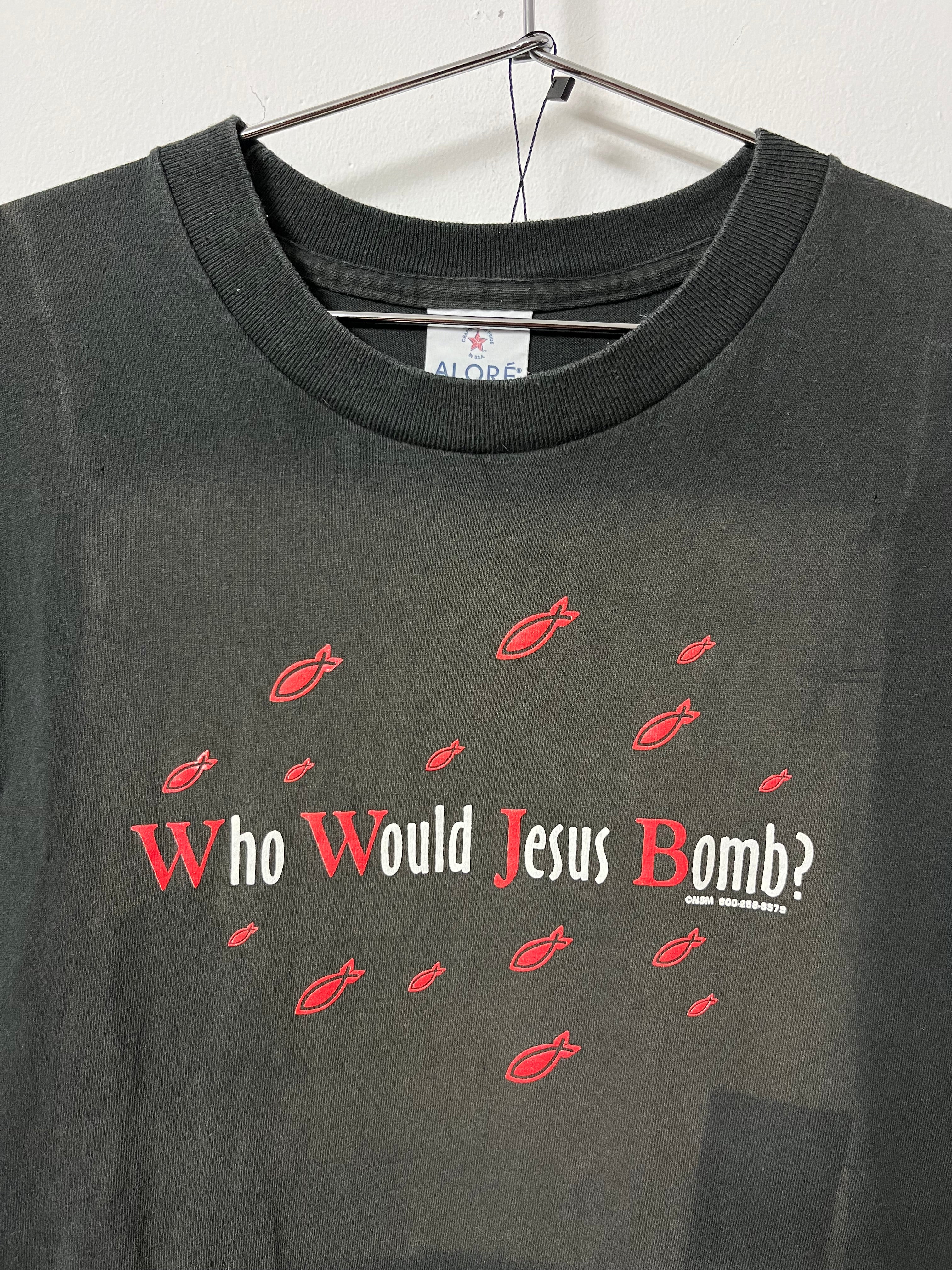 ‘90s ‘Who Would Jesus Bomb’ T-Shirt - Faded Black - S