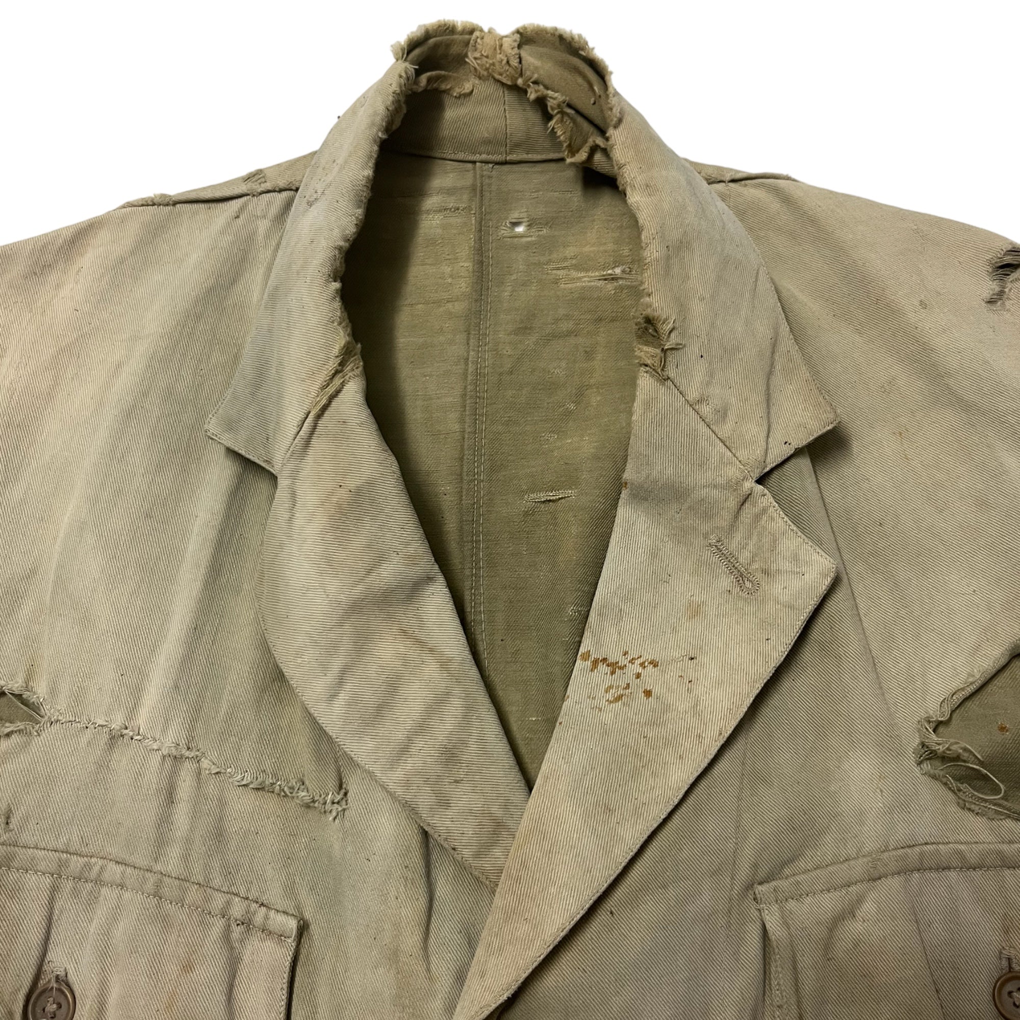 1910s/20s French Cotton/Linen Hunting Jacket - Faded Khaki - M