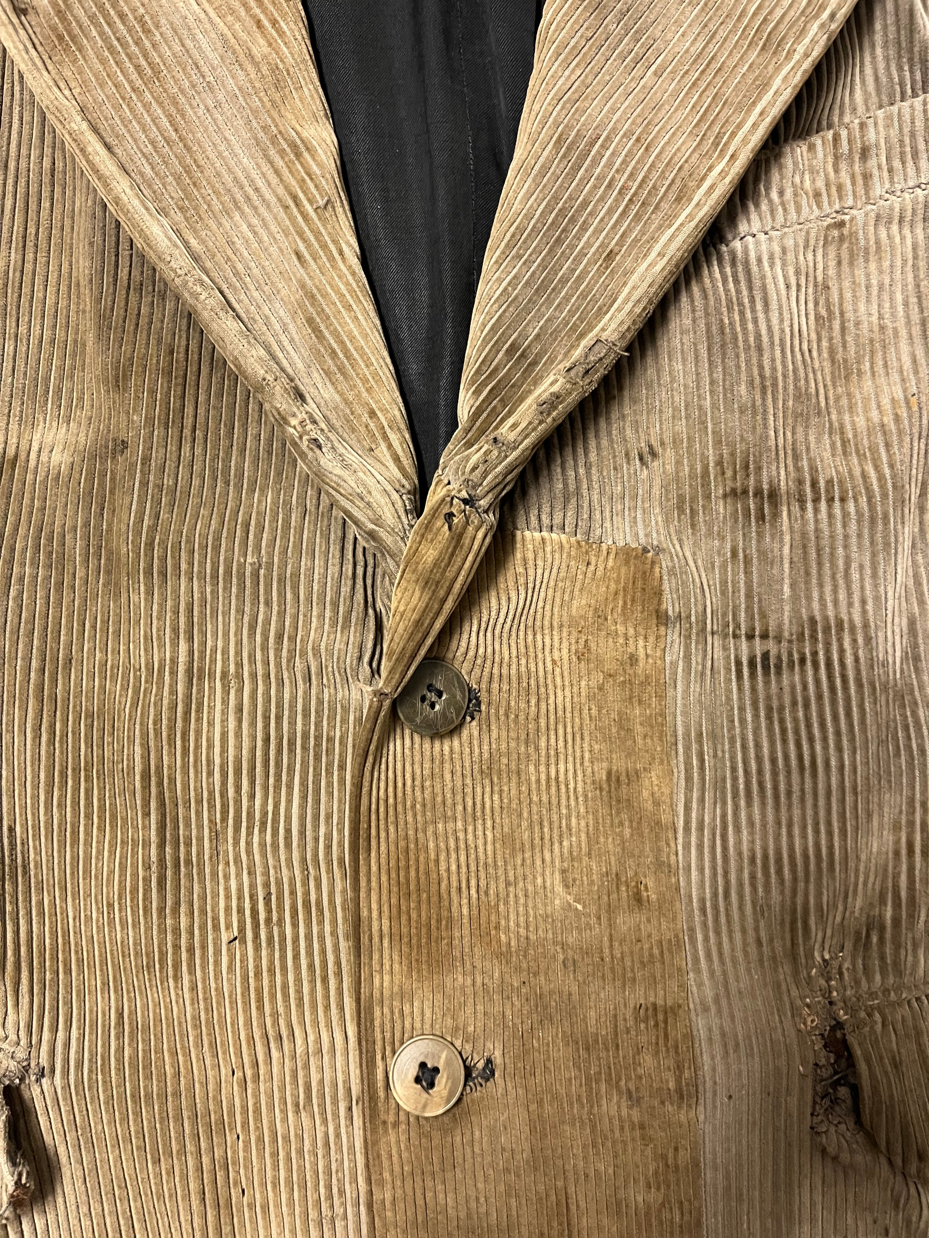 1930s French Corduroy Distressed & Repaired Blazer - Tan/Brown - M/L
