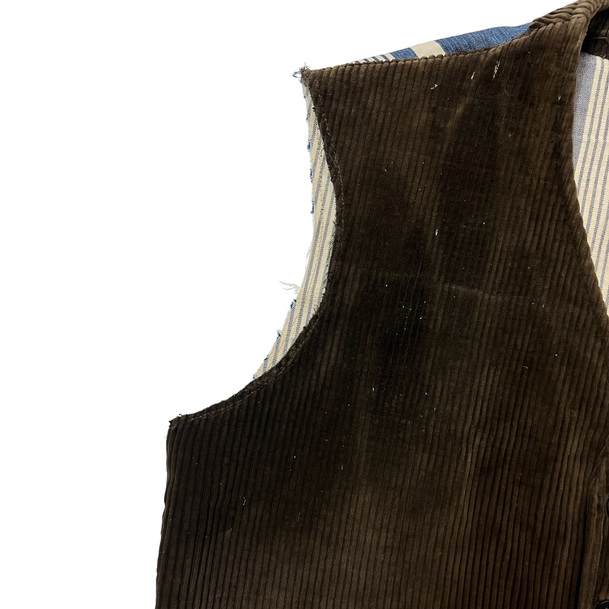 1920s/30s French Corduroy Vest with Replaced ‘Napkin’ Back - Coffee Brown - S