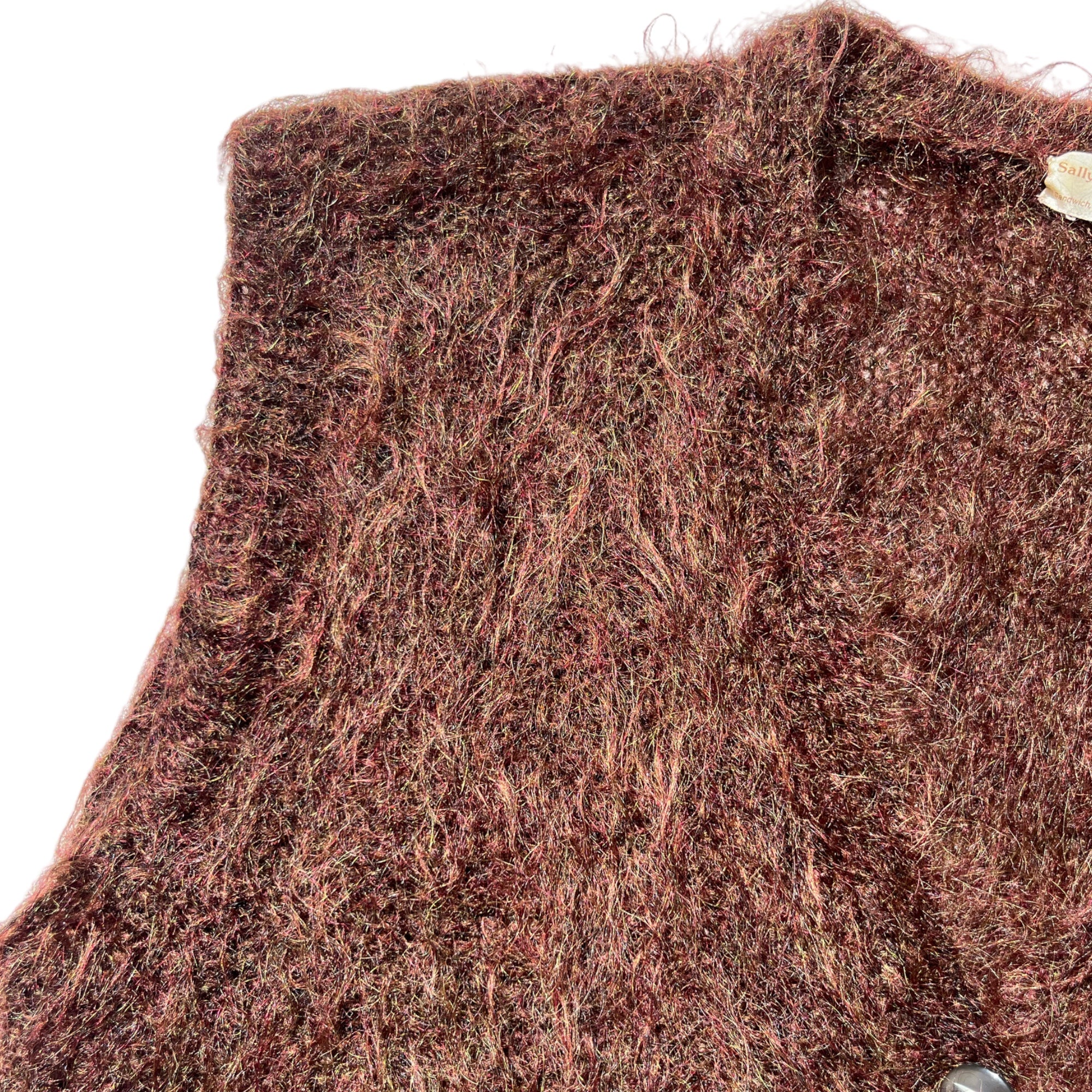 1970s Shaggy Mohair Vest - Grizzly Brown - S/M