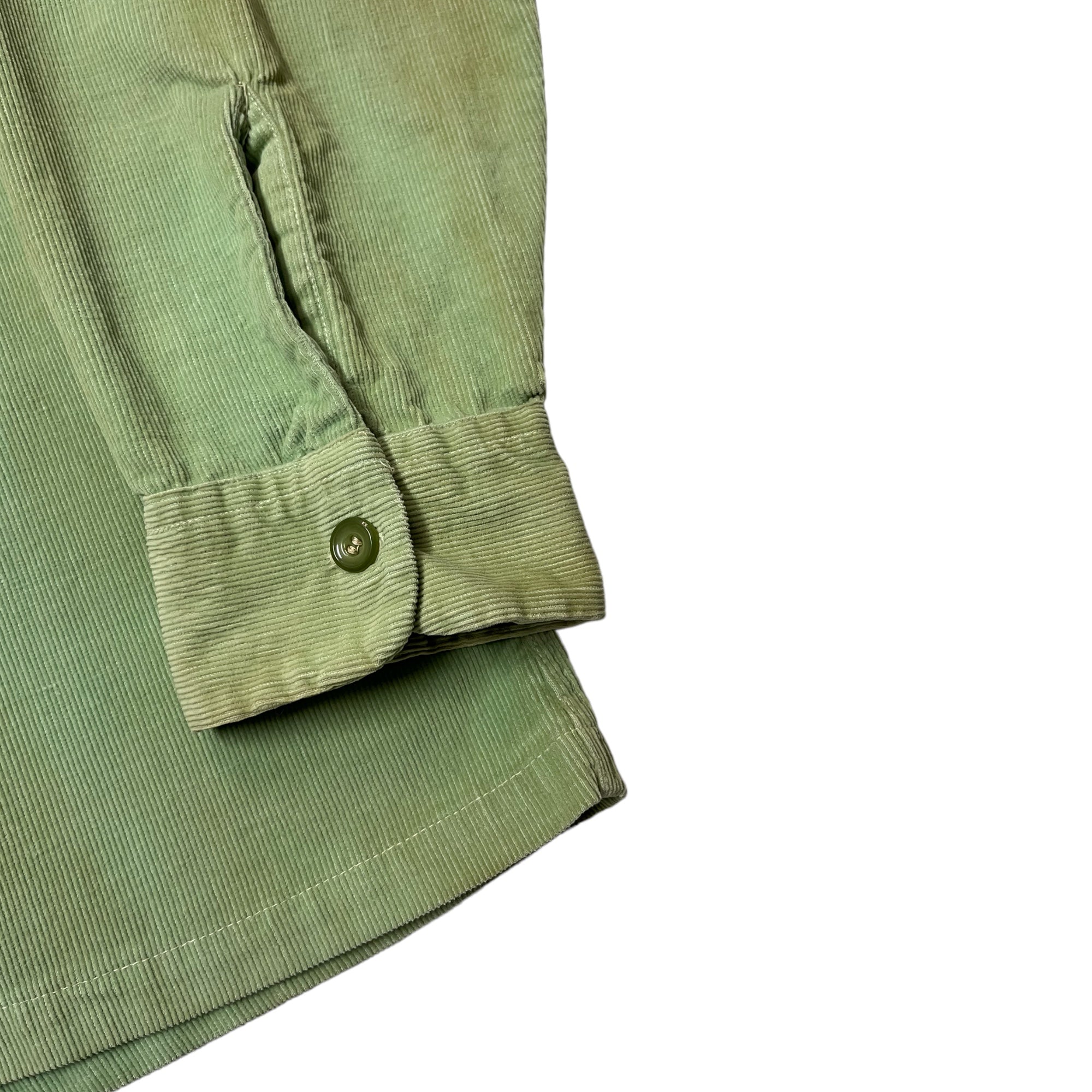 1950s Loop Collar Corduroy Distressed/Stained Shirt - Sea Foam Green - L/XL