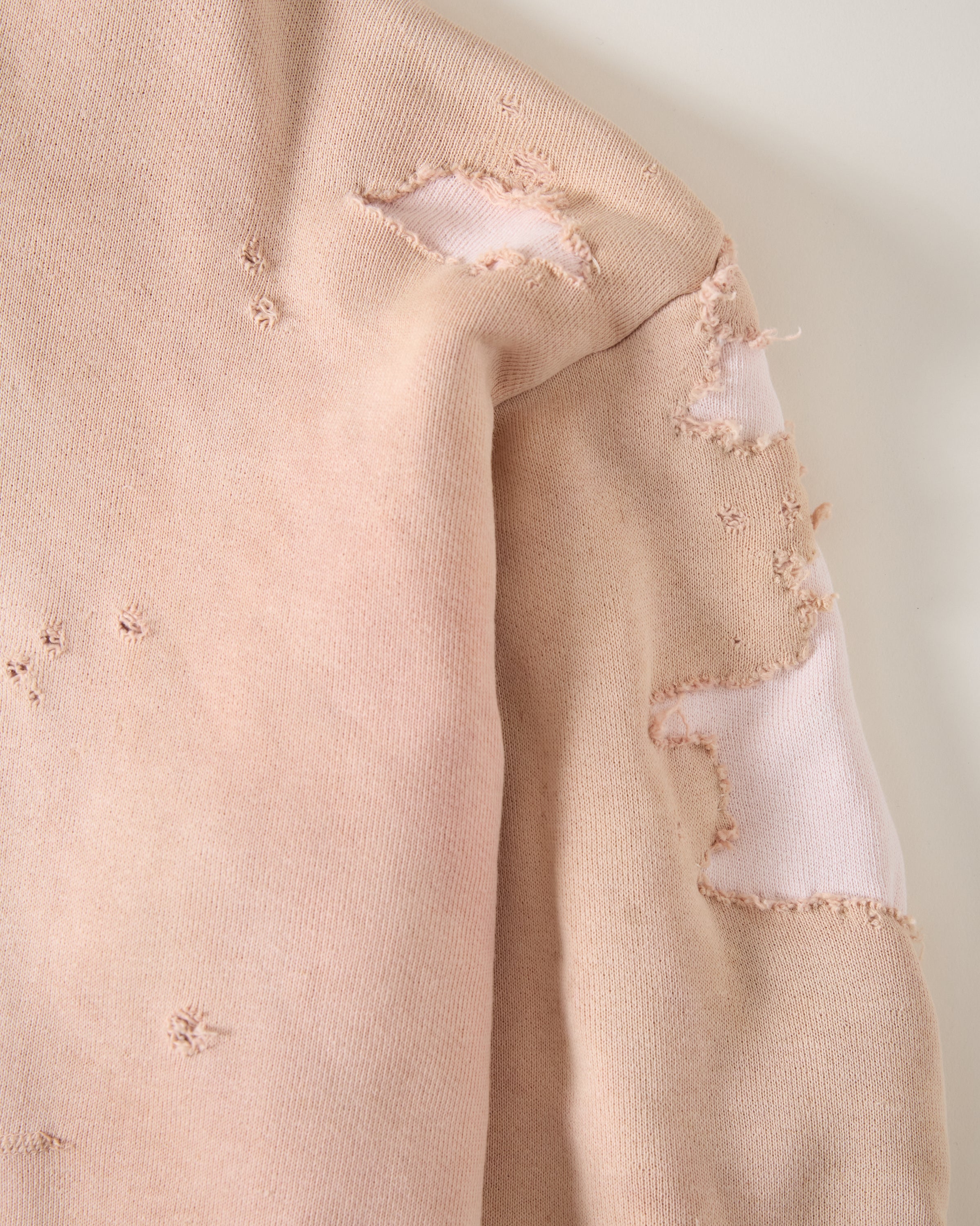 1960s Distressed & Repaired Thermal-Lined Double-Face Hoodie - Faded Pink - M/L