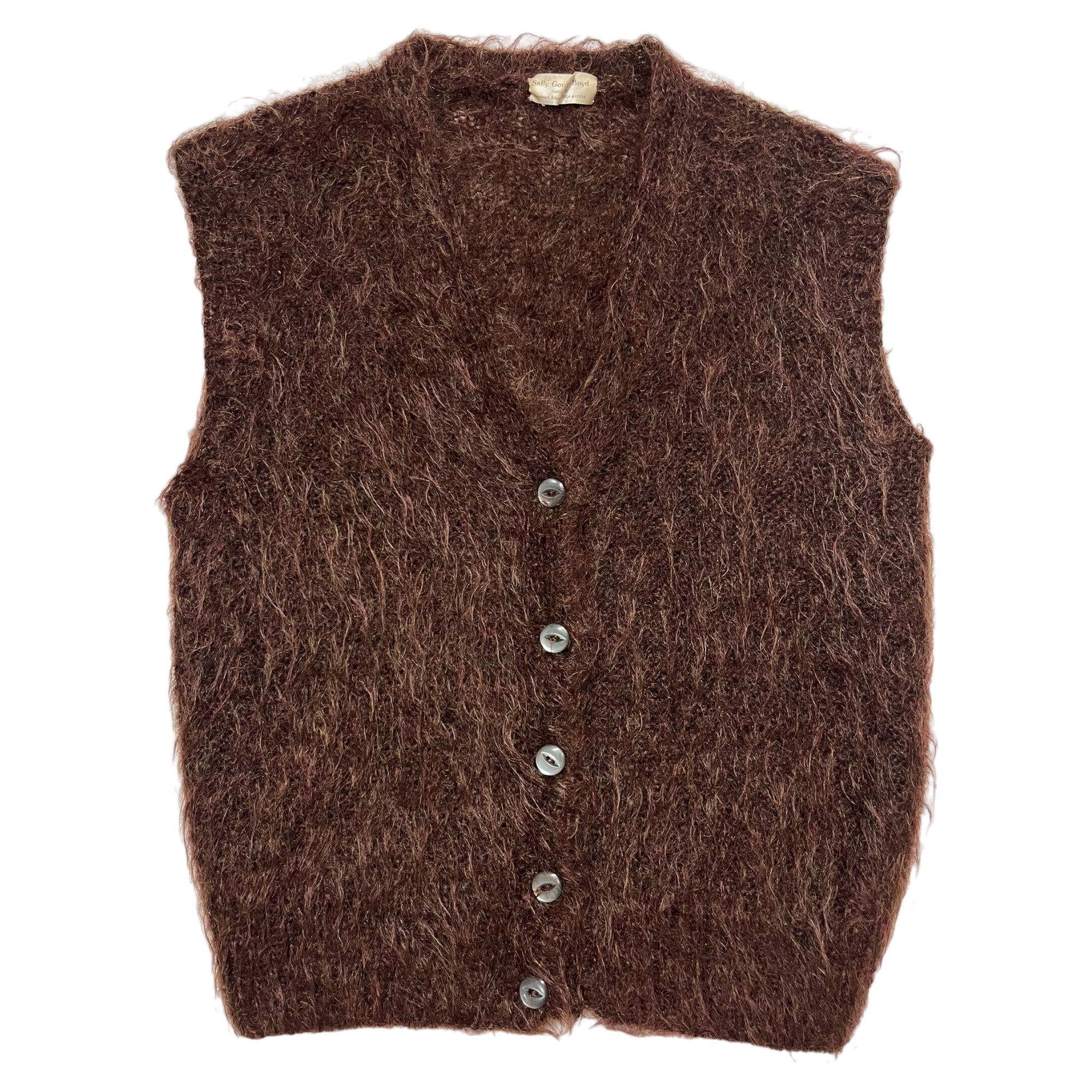 1970s Shaggy Mohair Vest - Grizzly Brown - S/M