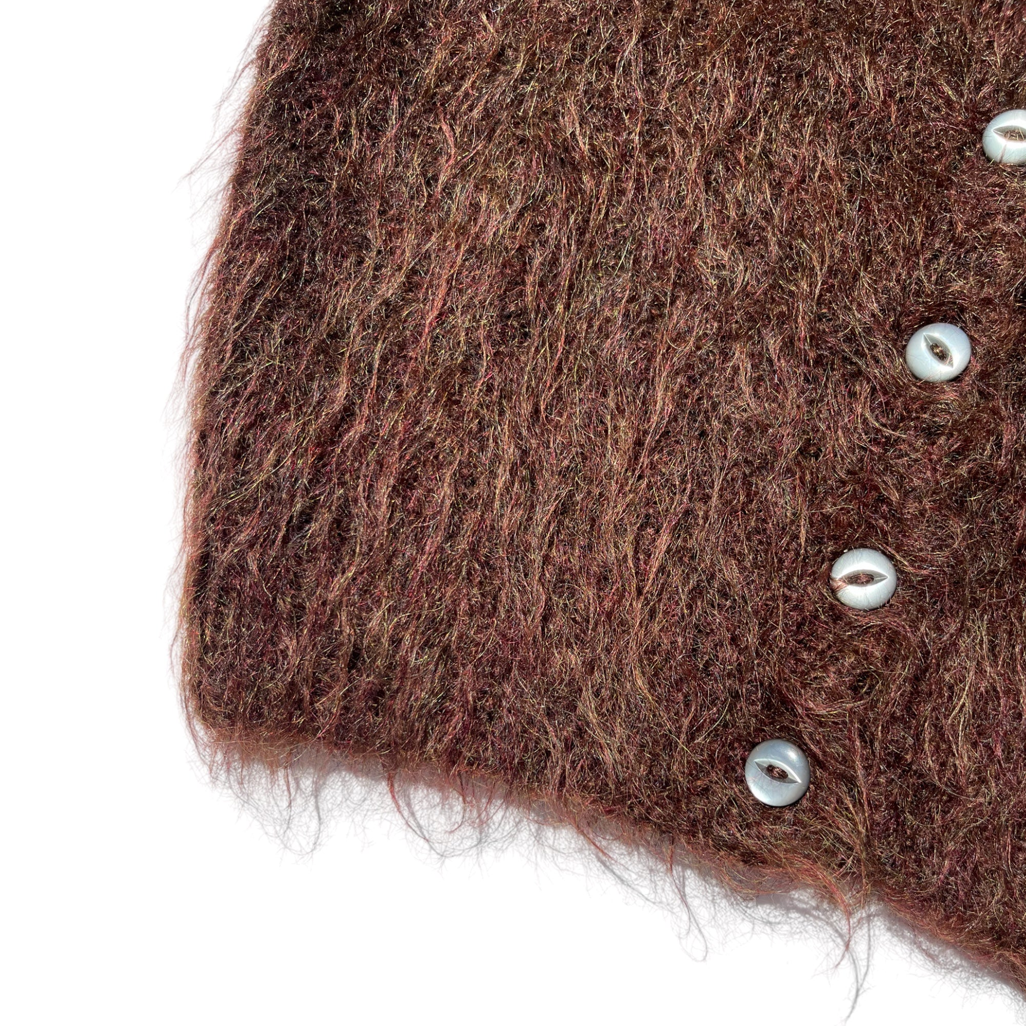 1970s Shaggy Mohair Vest - Grizzly Brown - S/M