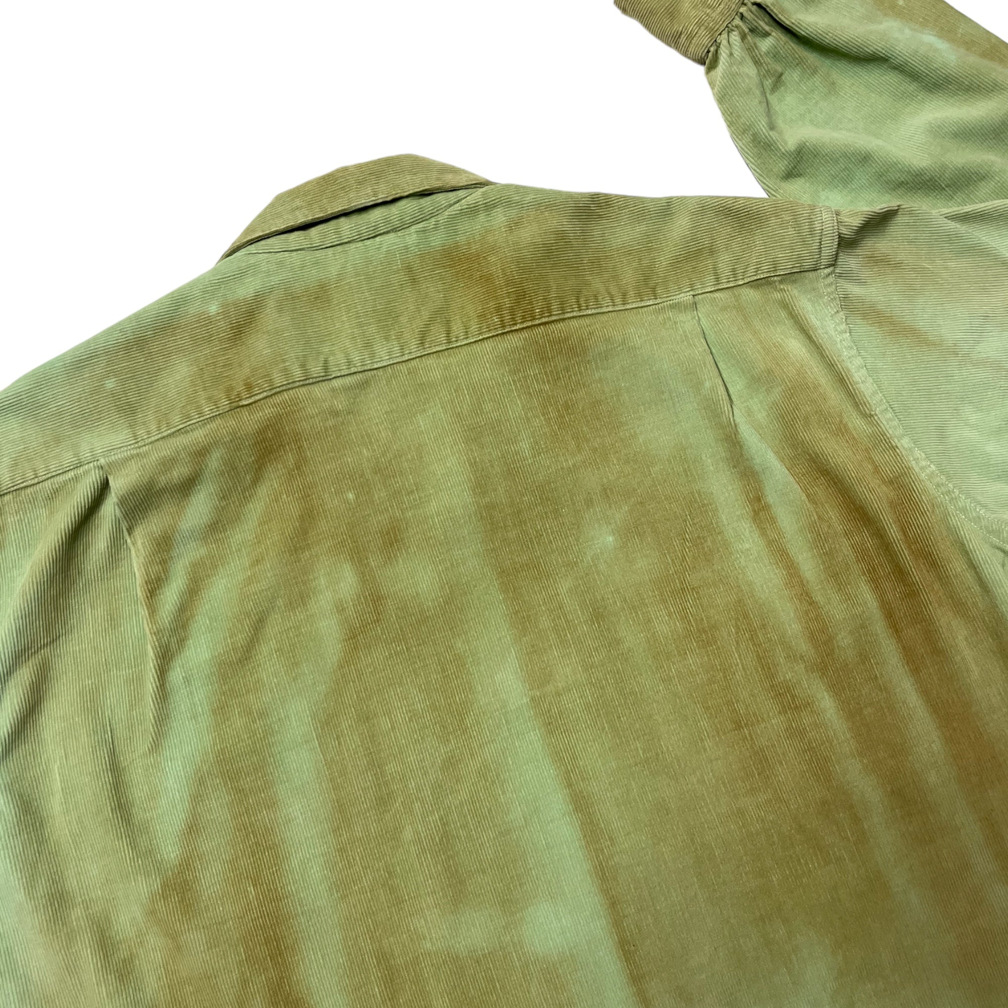 1950s Loop Collar Corduroy Distressed/Stained Shirt - Sea Foam Green - L/XL