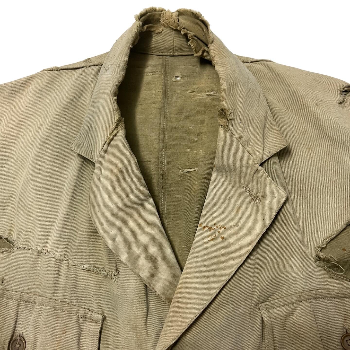 1910s/20s French Cotton/Linen Hunting Jacket - Faded Khaki - M