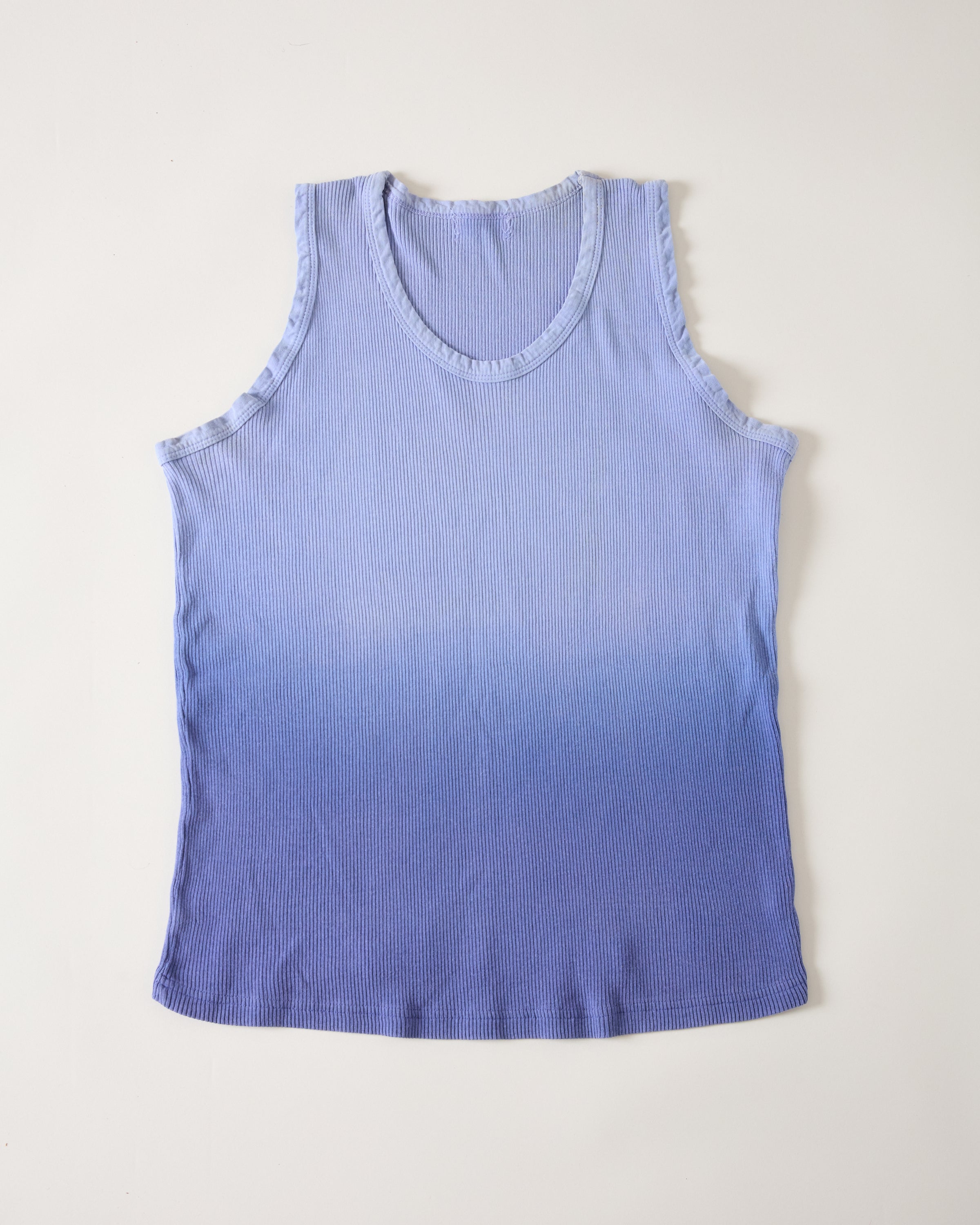 1950s Ribbed French Work Tank with Gradient/Tuck Fade - Shade of Blue - M