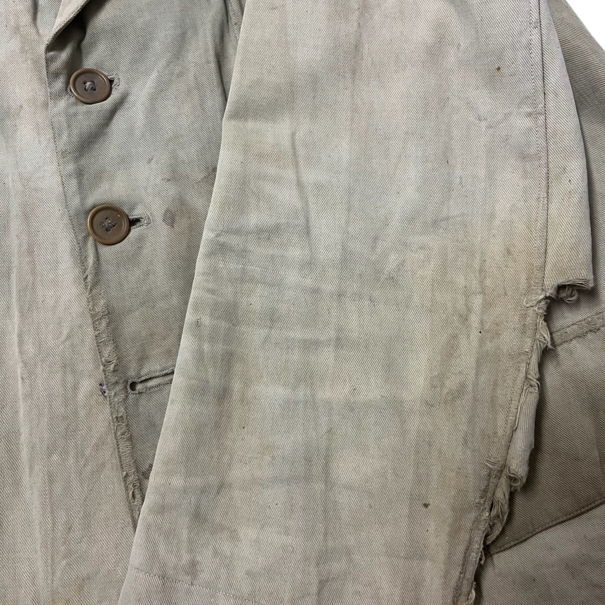 1910s/20s French Cotton/Linen Hunting Jacket - Faded Khaki - M