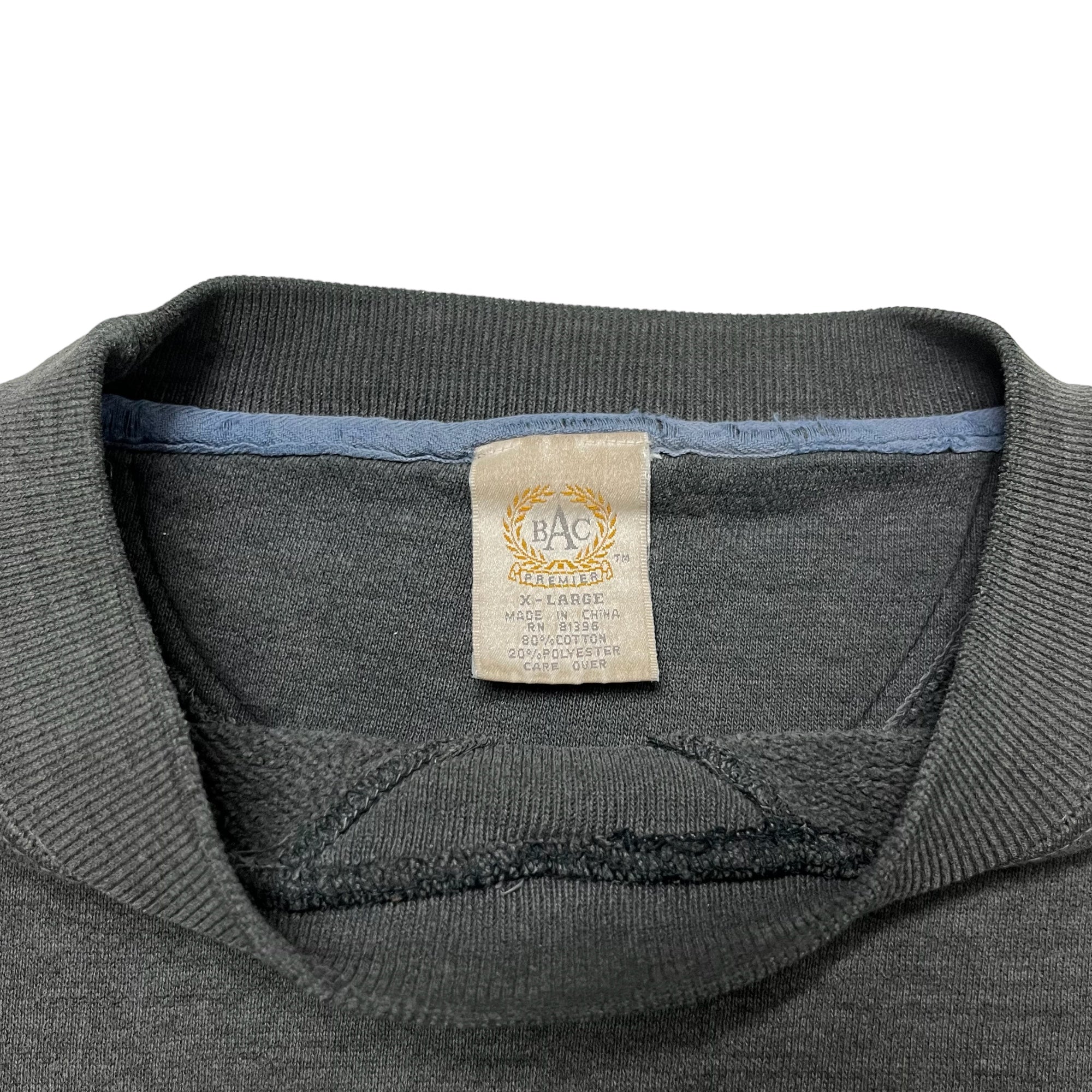 1990s Embroidered ‘Ho Sports’ Distressed Crewneck Sweatshirt - Sun Faded Black - XL