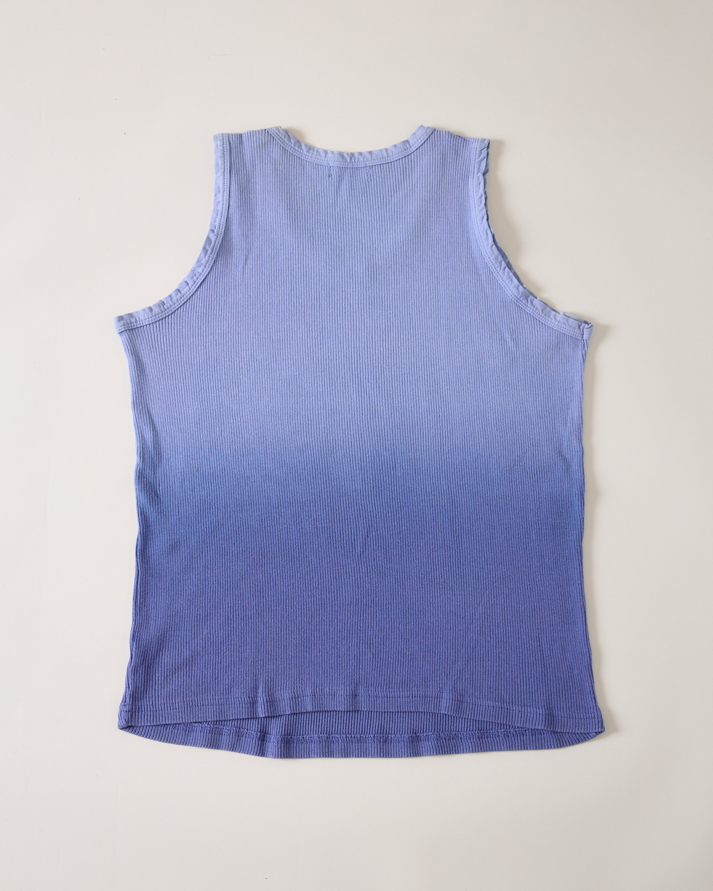 1950s Ribbed French Work Tank with Gradient/Tuck Fade - Shade of Blue - M