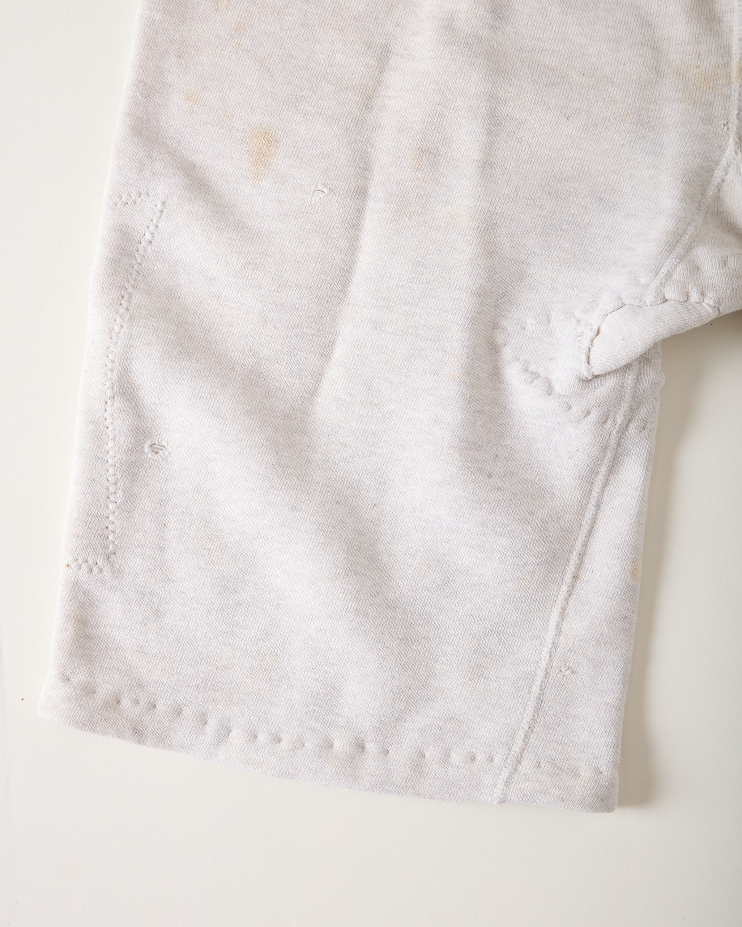 1950s Distressed & Repaired Sweat Shorts - Light Heather Grey - Accommodates 32-36 Waist