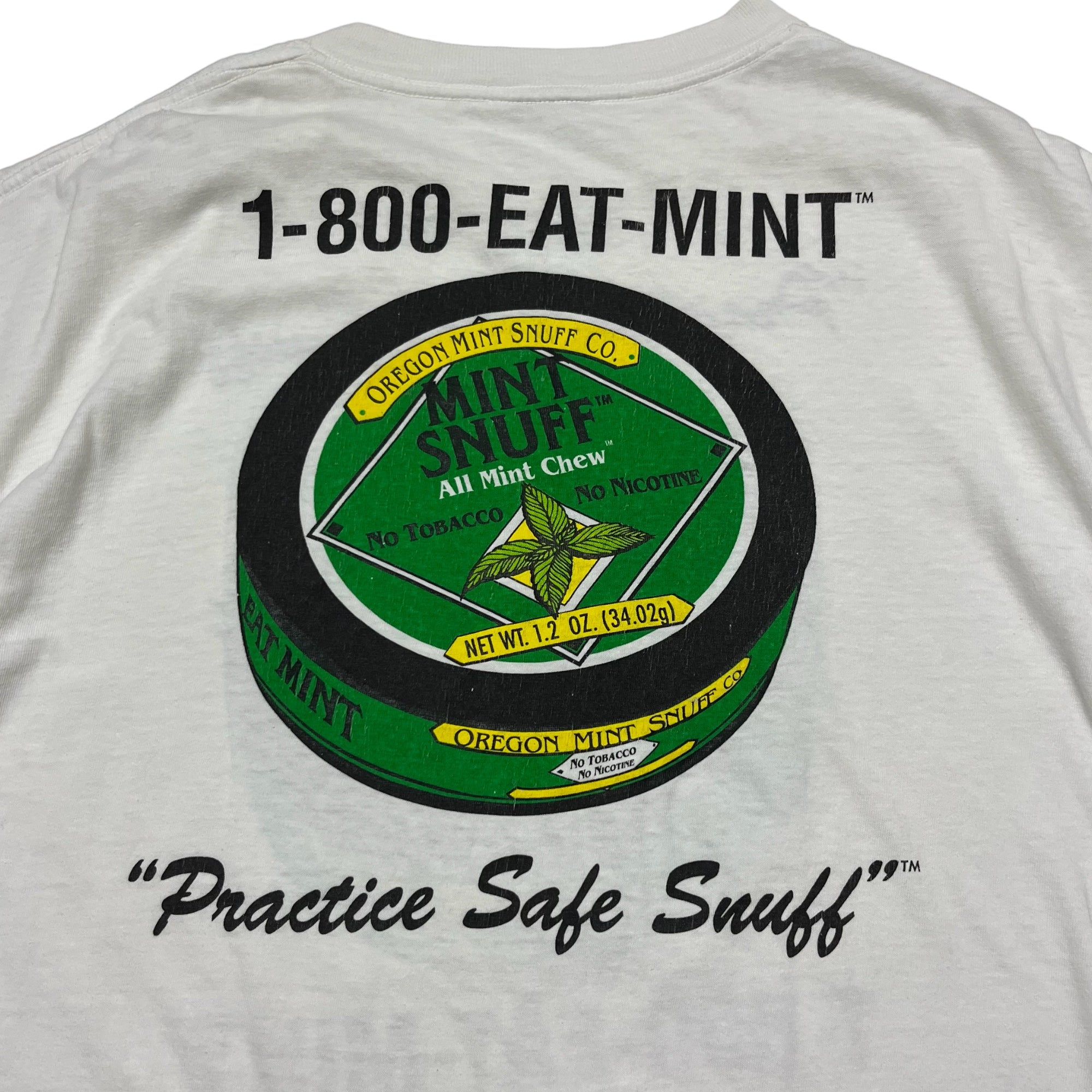 ‘90s Mint Snuff ‘Practice Safe Snuff’ T-Shirt - White - XL