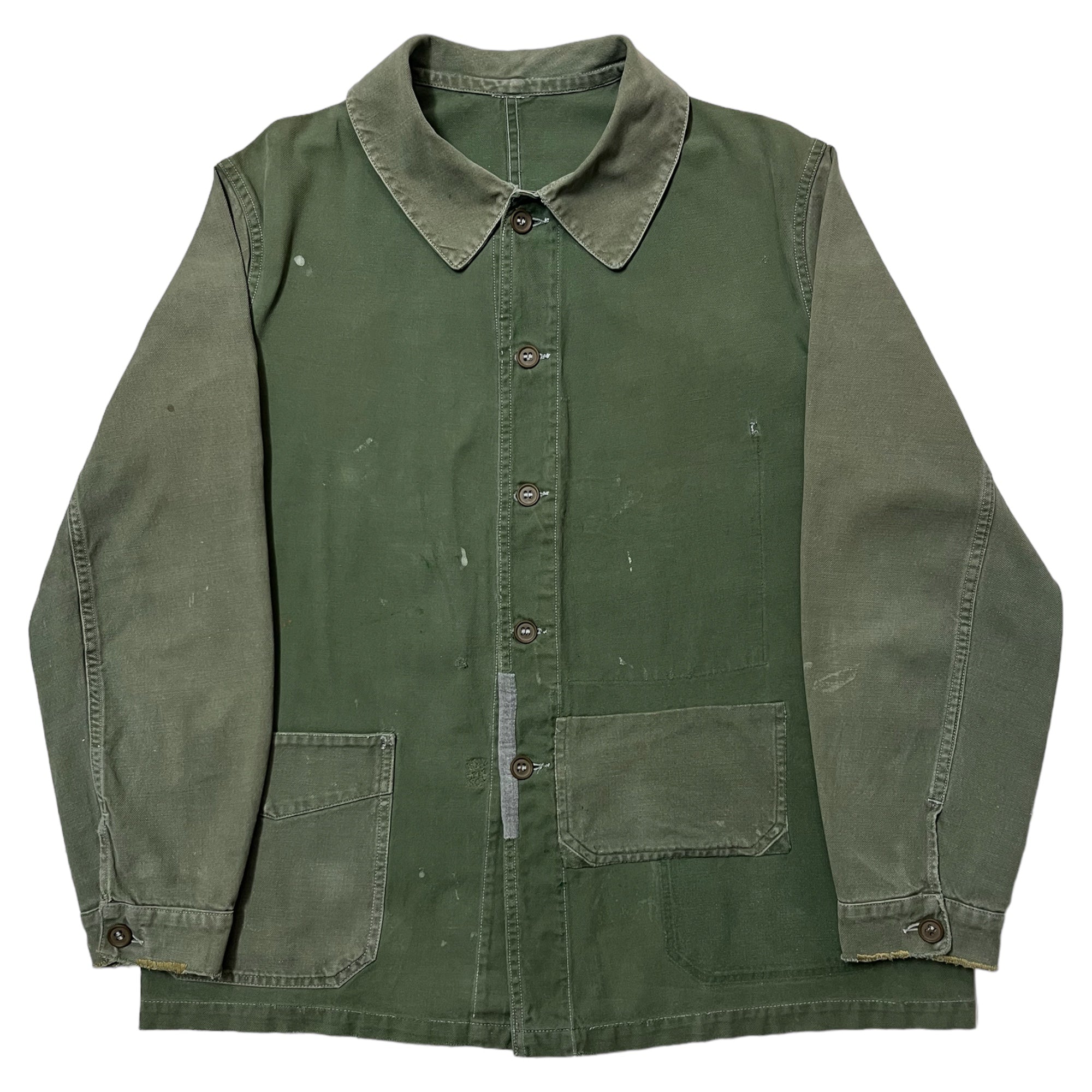 1950s Algerian War French Military Two-Tone Chore/Work Jacket - Tones of Olive/Drab - L