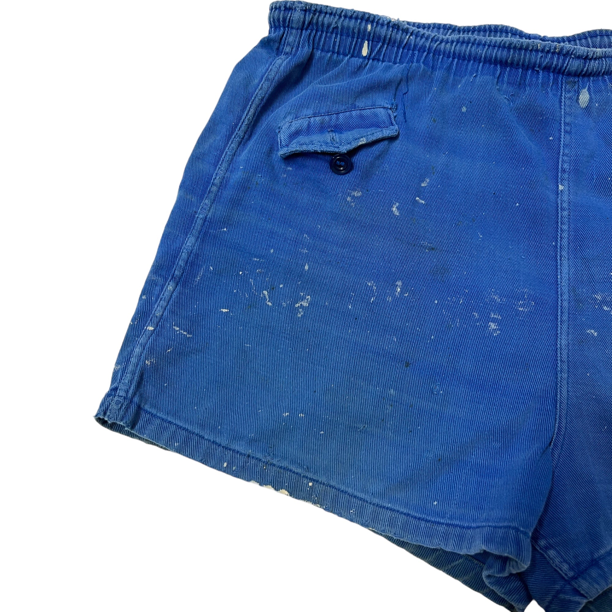 Distressed ‘50s/Early 60s Short Shorts with Button Pocket - Faded Blue - Adjustable 30-36”