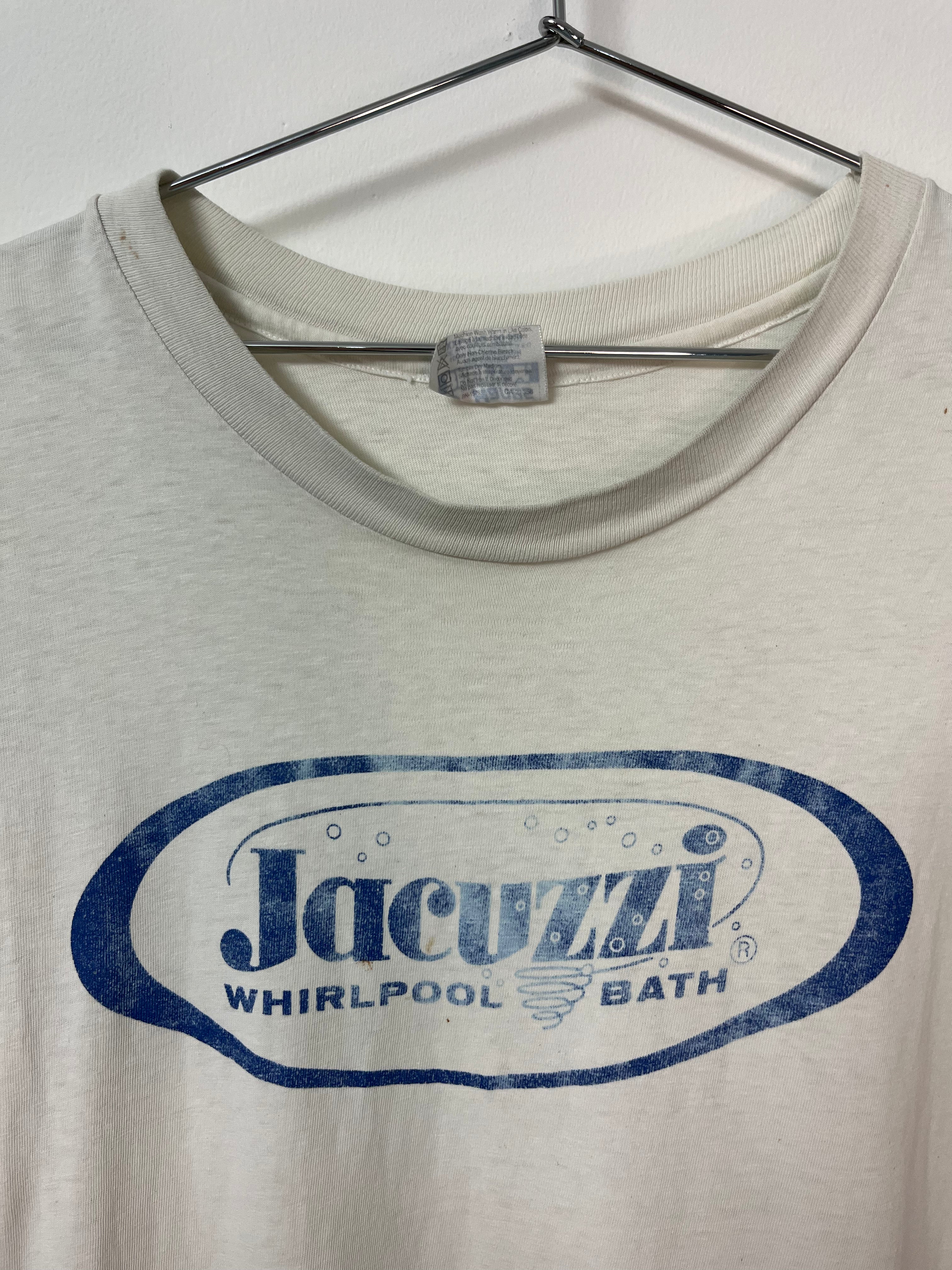 90s Jacuzzi Distressed T-Shirt - Aged White - XL/XXL