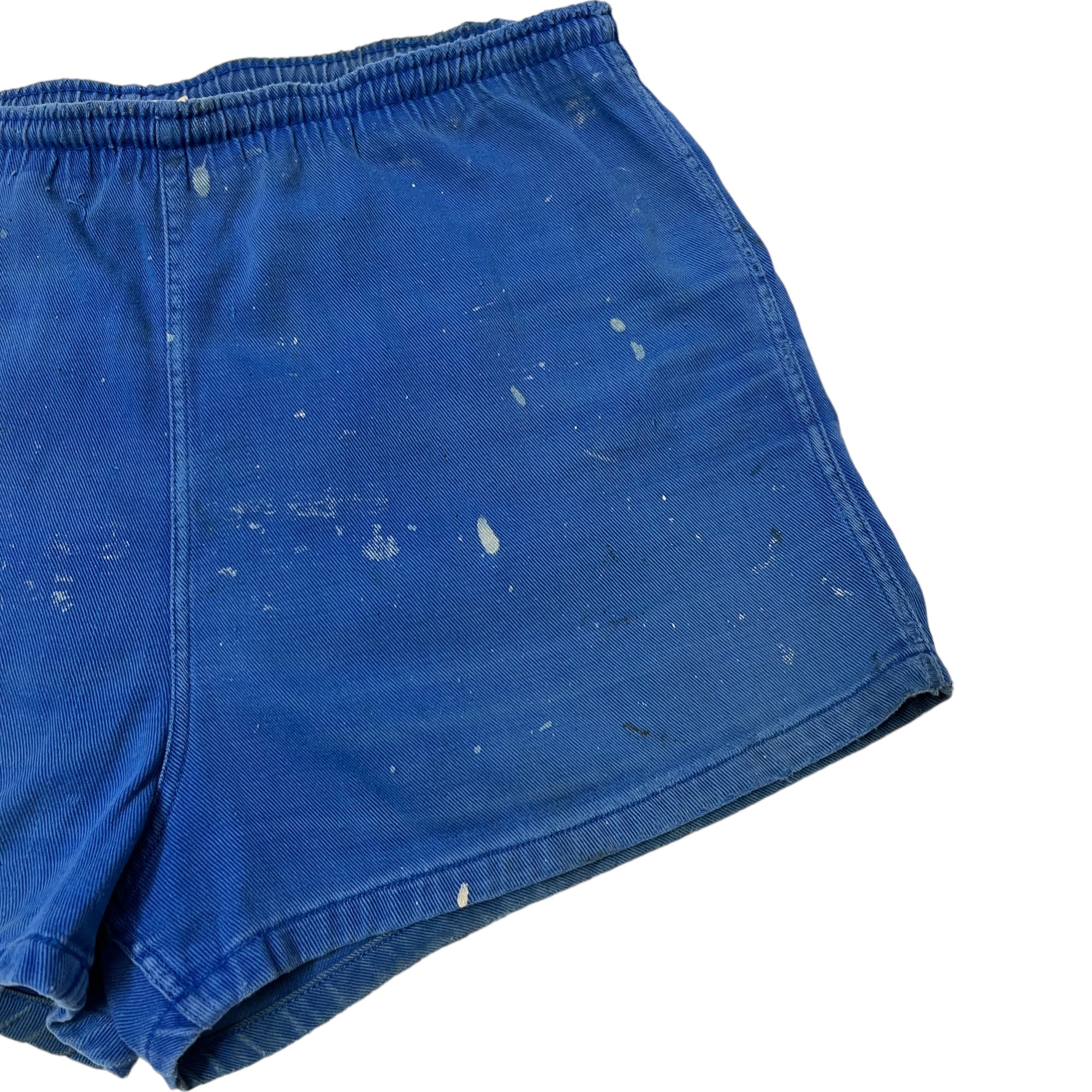 Distressed ‘50s/Early 60s Short Shorts with Button Pocket - Faded Blue - Adjustable 30-36”