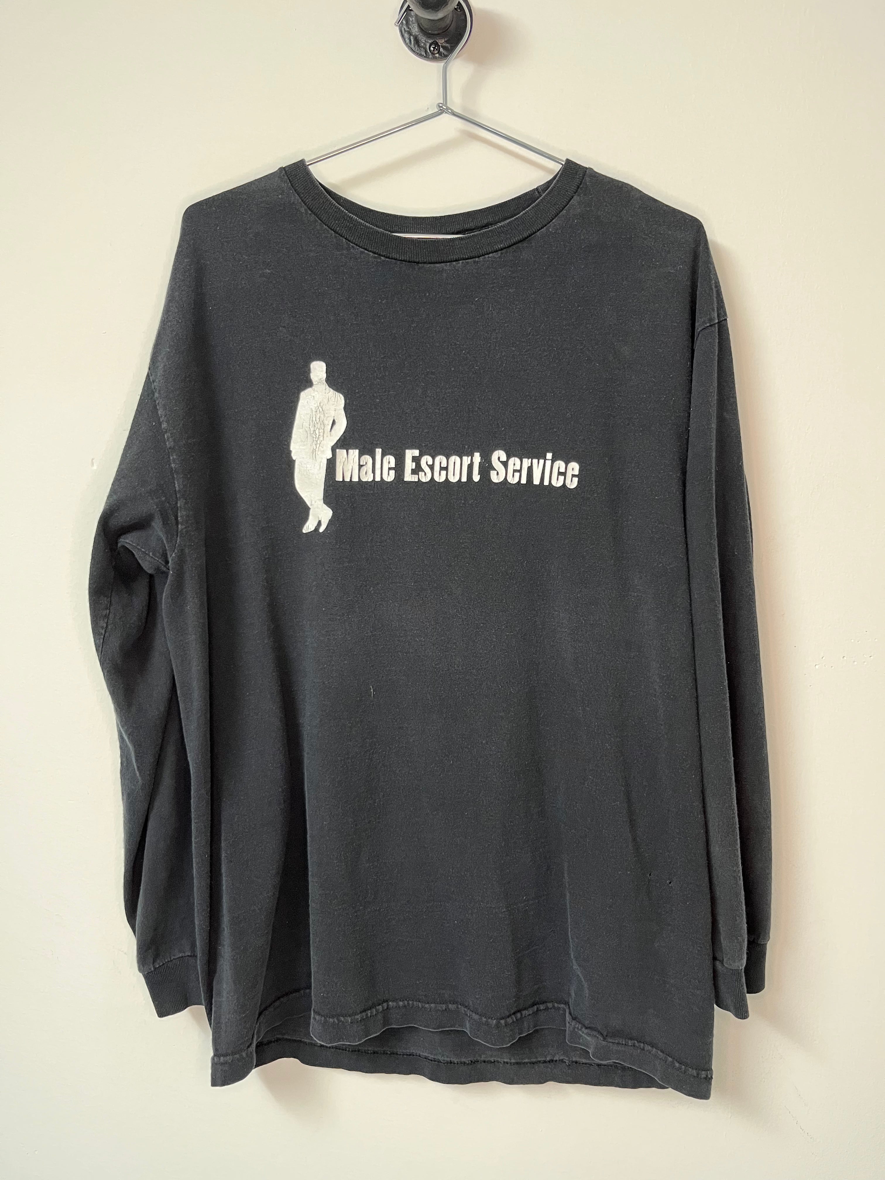Male Escort Service Vintage Longsleeve T-Shirt - Faded Black - L