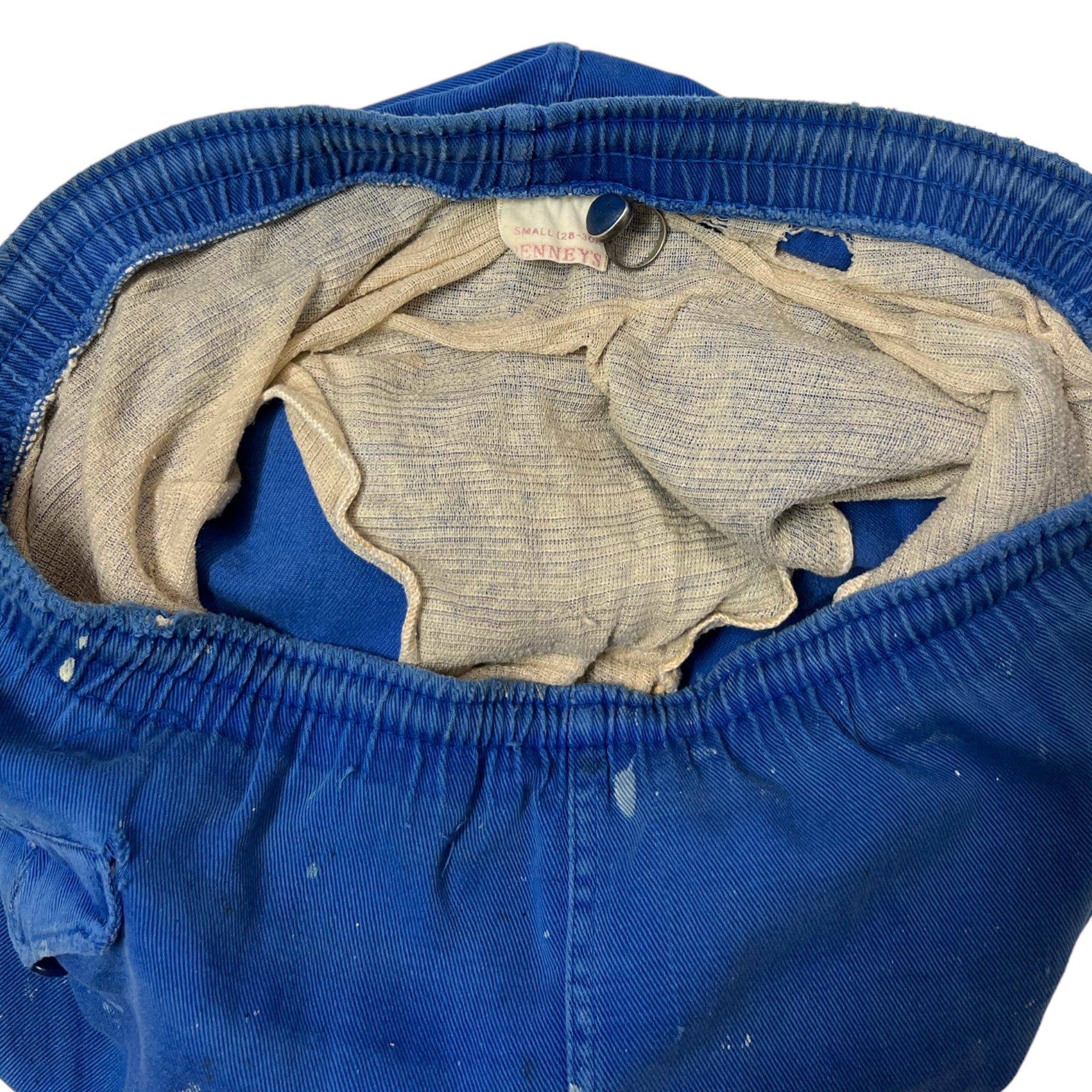 Distressed ‘50s/Early 60s Short Shorts with Button Pocket - Faded Blue - Adjustable 30-36”
