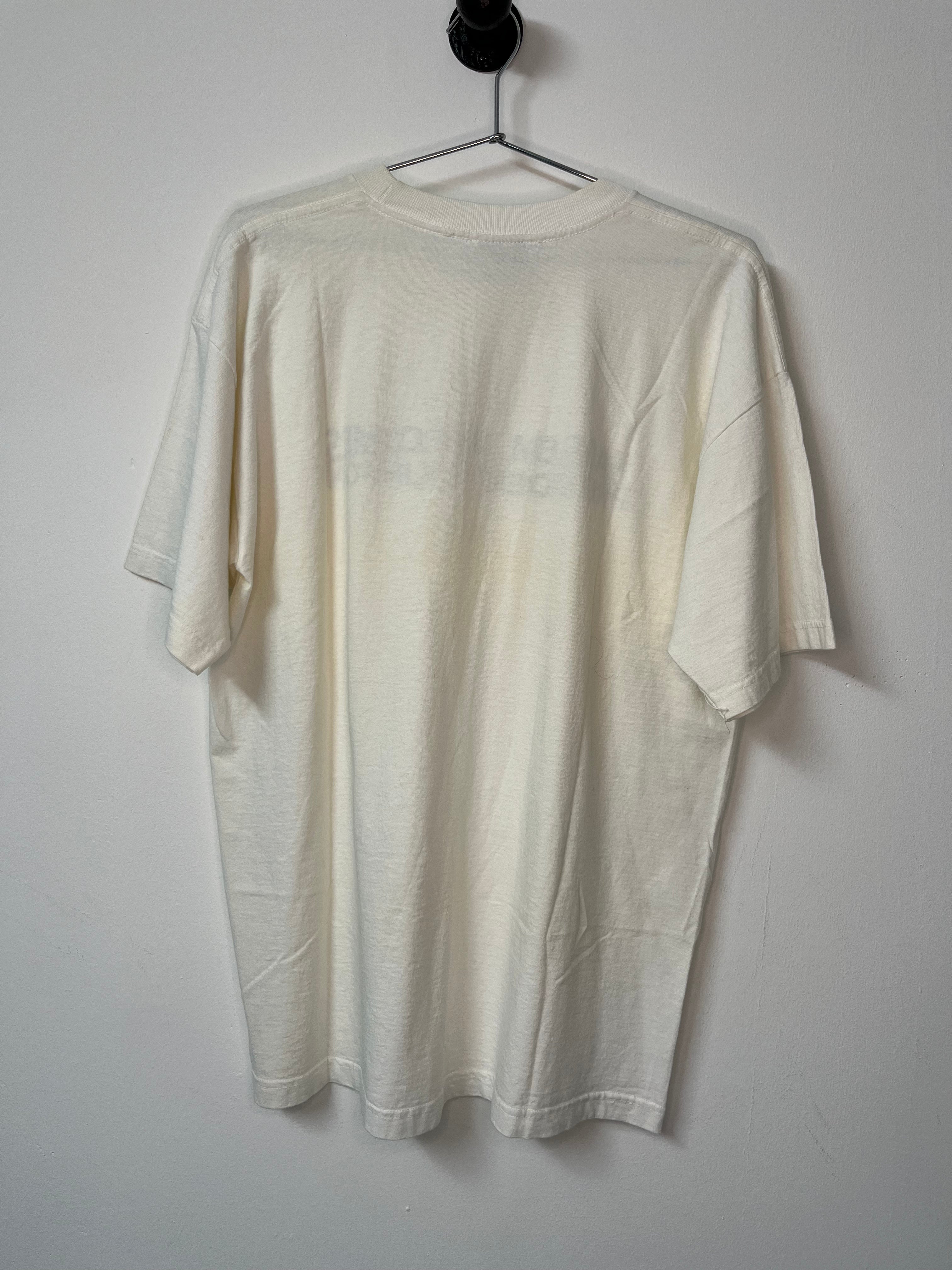 90s Harlem Welcomes President Clinton Campaign Tour T-Shirt - Aged White - XL
