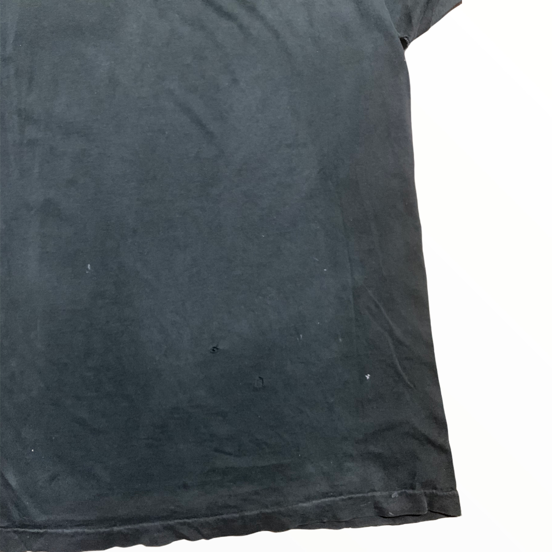 Faded Black Pocket T-Shirt with White Paint - L