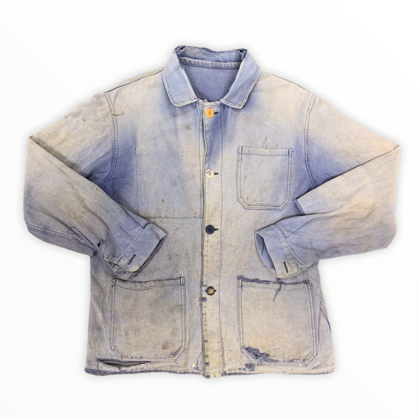 Sun Bleached French Moleskin Work Jacket with Mismatched