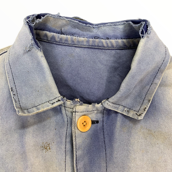 Sun Bleached French Moleskin Work Jacket with Mismatched