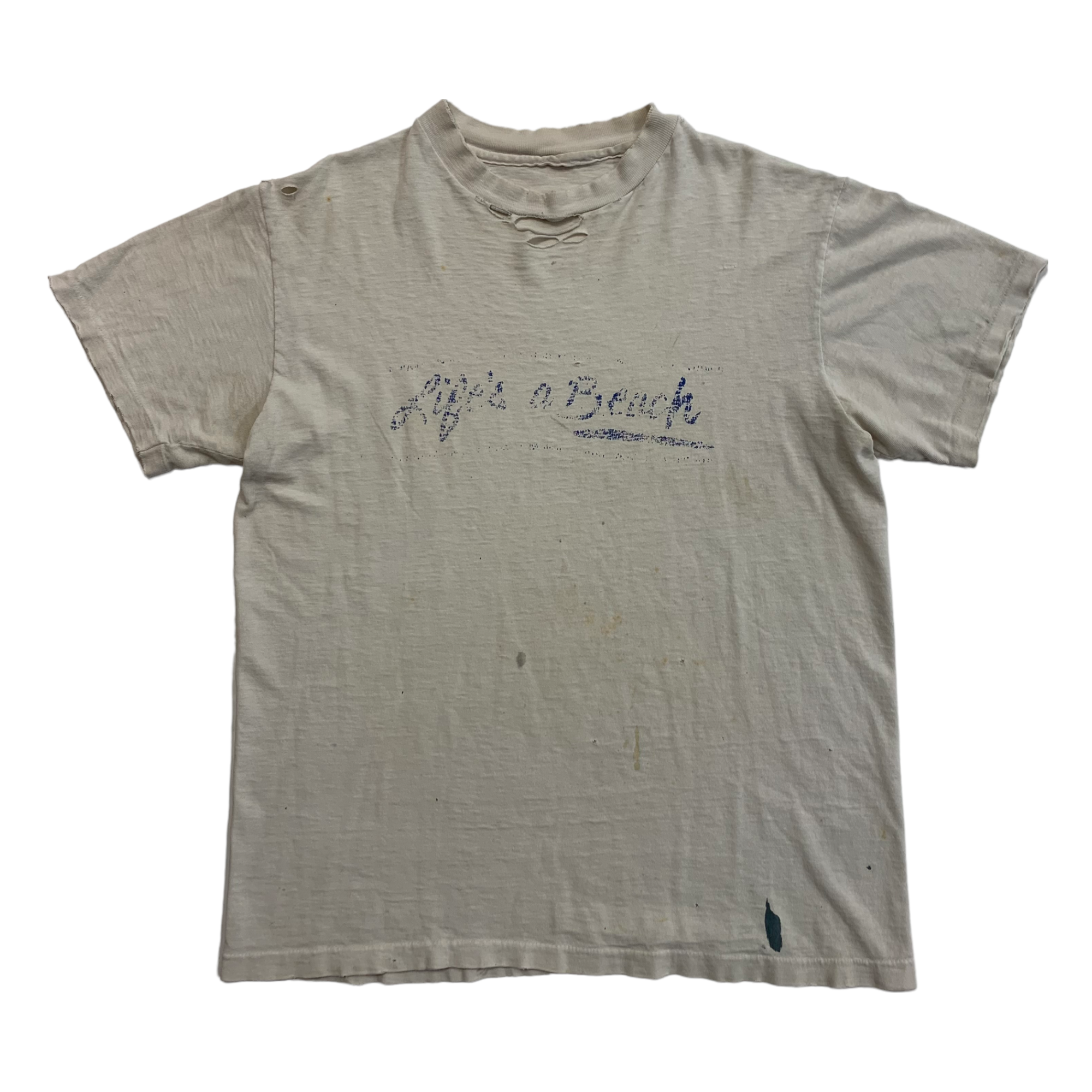 80s Life’s a Beach Thrashed T-Shirt - Cream/Aged White - S