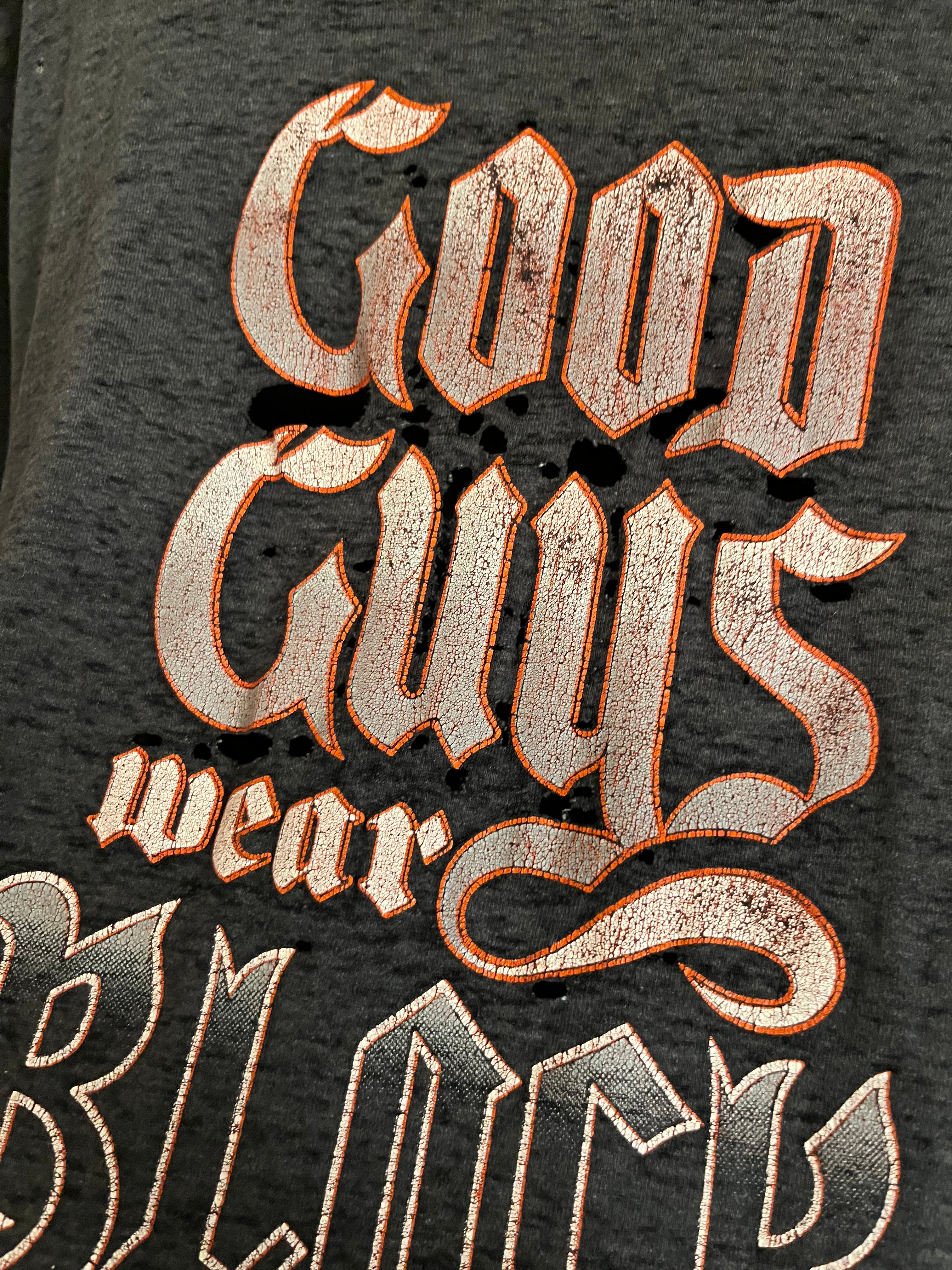 1989 Good Guys Wear Black Harley-Davidson Distressed T-Shirt - Faded Black - XL