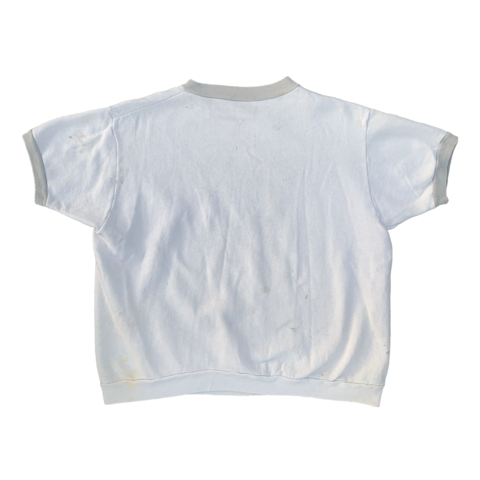 1970s Two-Tone Short Sleeve Crewneck - White/Grey - XS/S