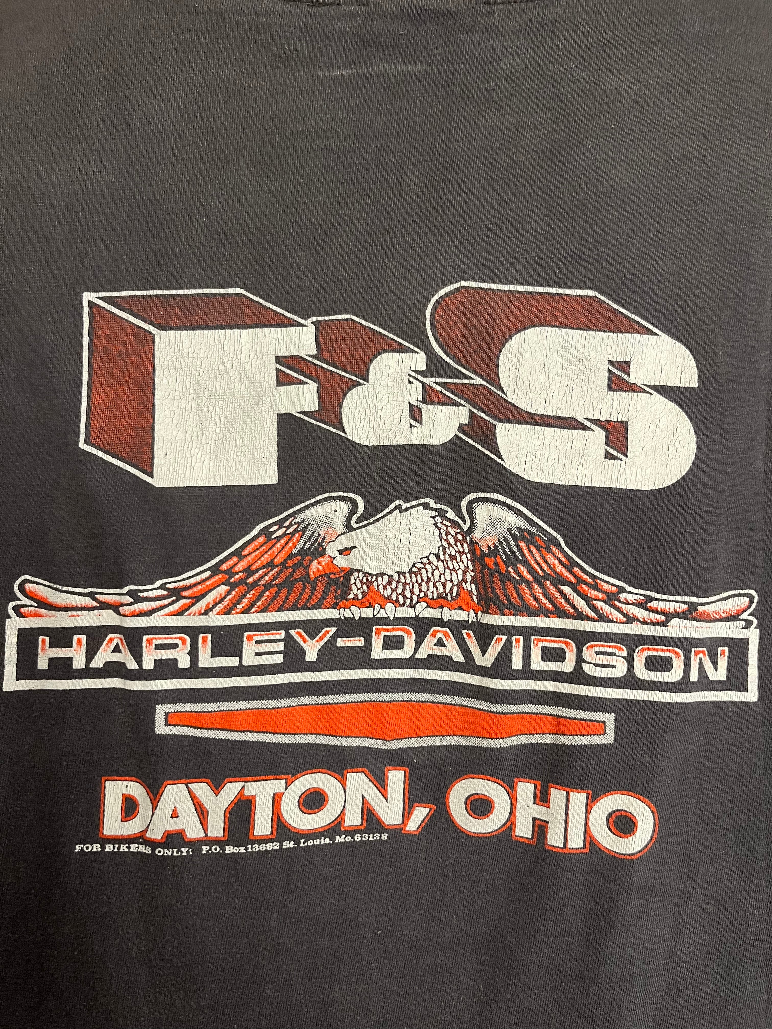 80s Harley-Davidson Mock Neck For Bikers Only T-Shirt - Faded Black - M