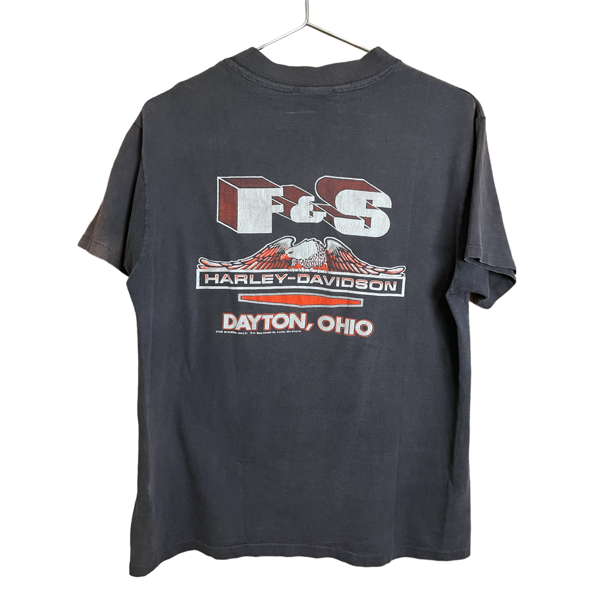 80s Harley-Davidson Mock Neck For Bikers Only T-Shirt - Faded Black - M