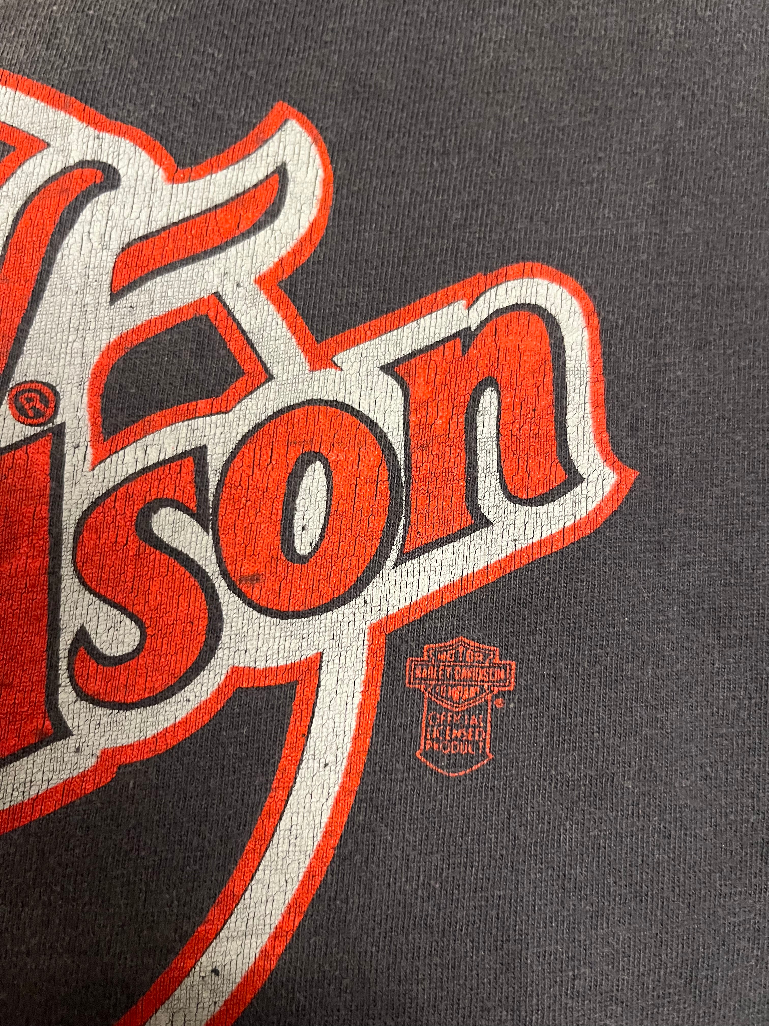 80s Harley-Davidson Mock Neck For Bikers Only T-Shirt - Faded Black - M