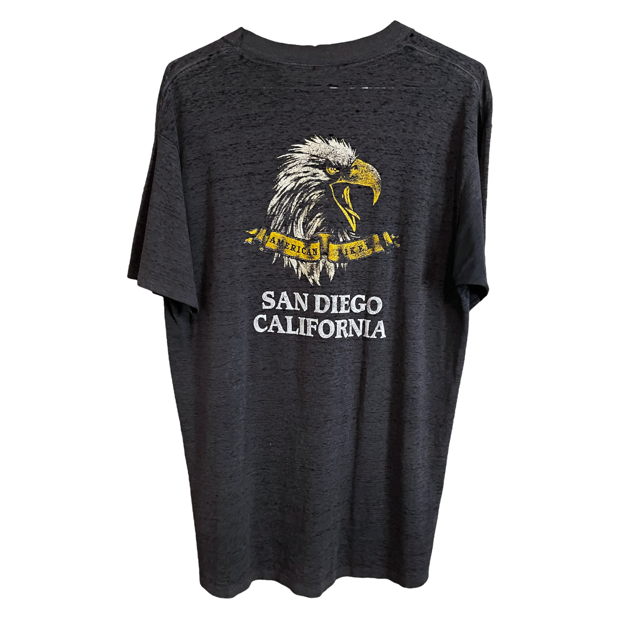 1989 Good Guys Wear Black Harley-Davidson Distressed T-Shirt - Faded Black - XL