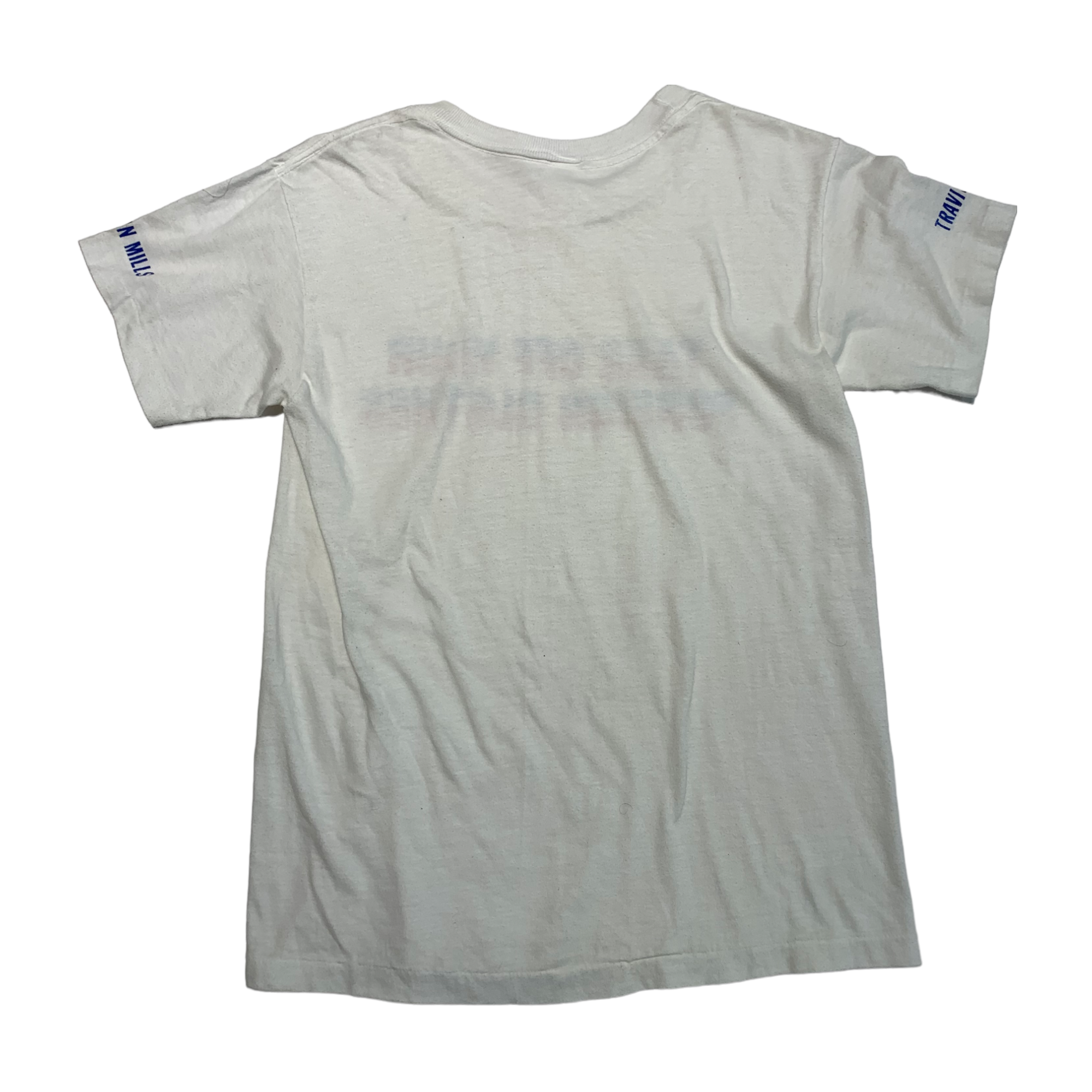 ‘Take Off Your Foreign Clothes’ 80s Textile Industry T-Shirt - Aged White - XS/S