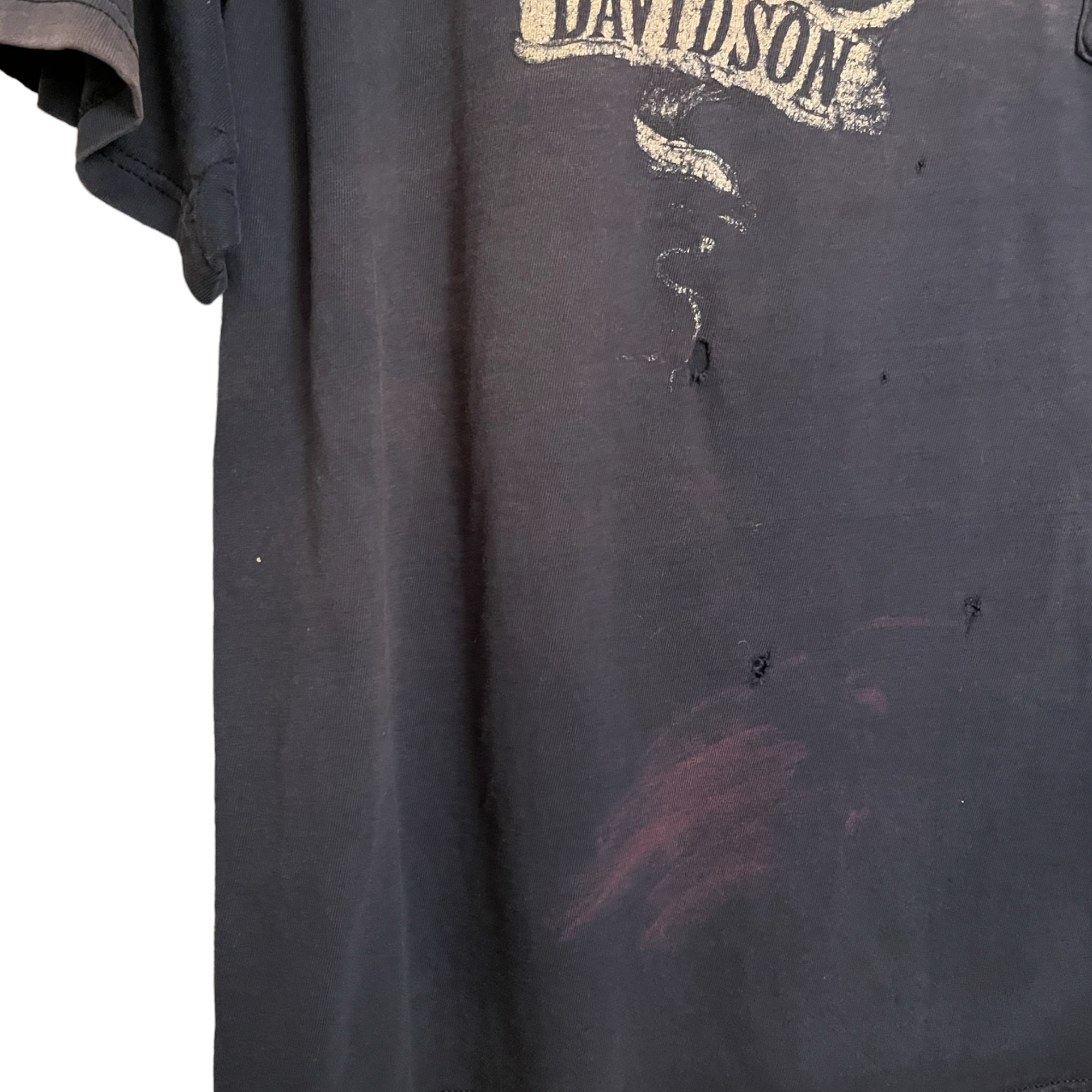 Harley-Davidson Skull Distressed Biker Pocket T-Shirt - Faded Black - L/XL