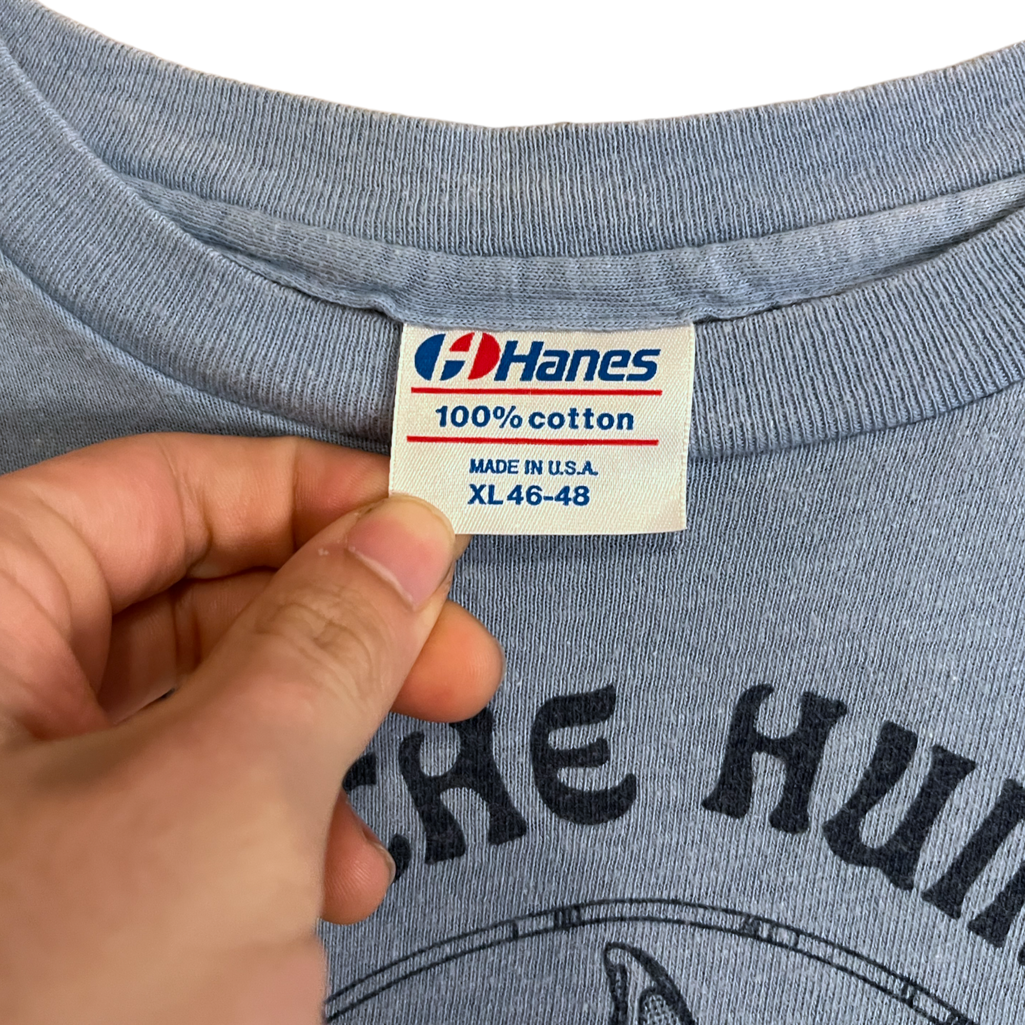 80s Save the Humans Dolphin T-Shirt - Baby Blue - L/XL