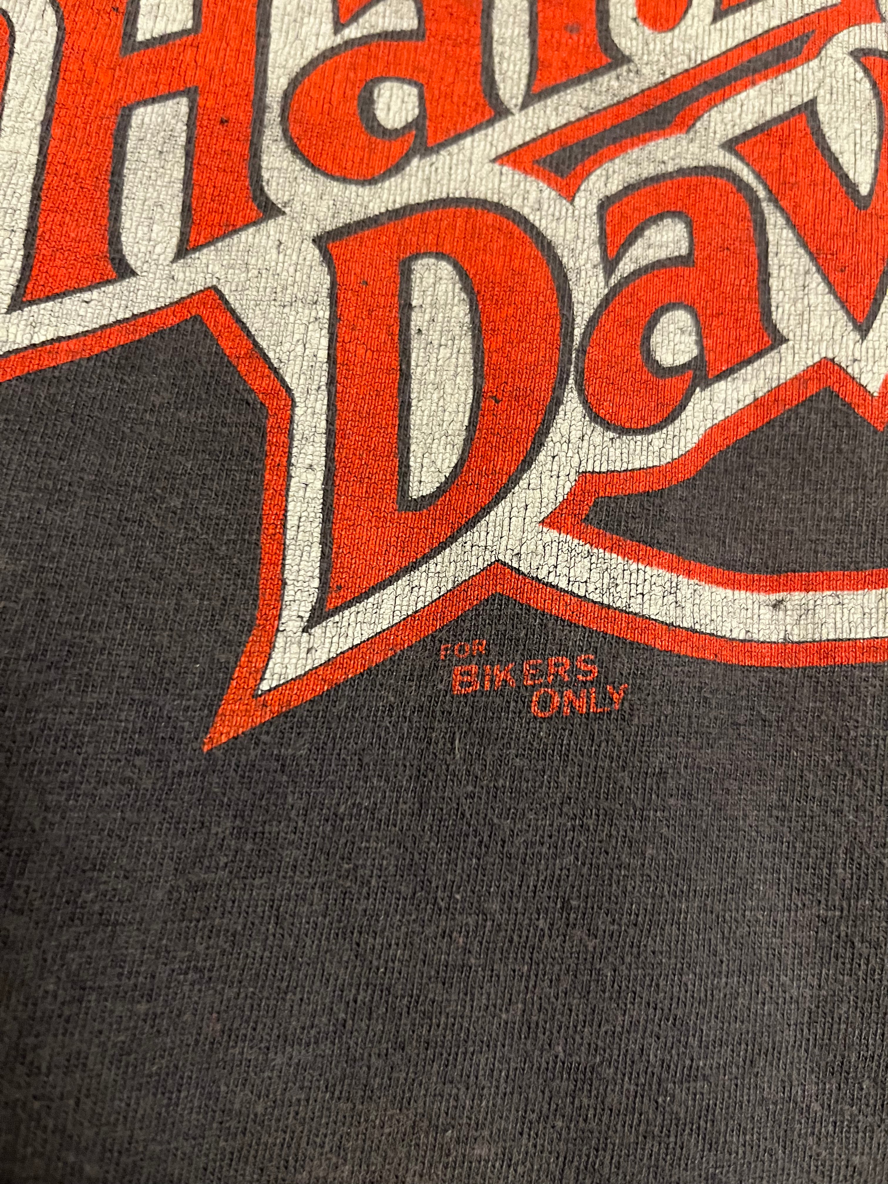 80s Harley-Davidson Mock Neck For Bikers Only T-Shirt - Faded Black - M