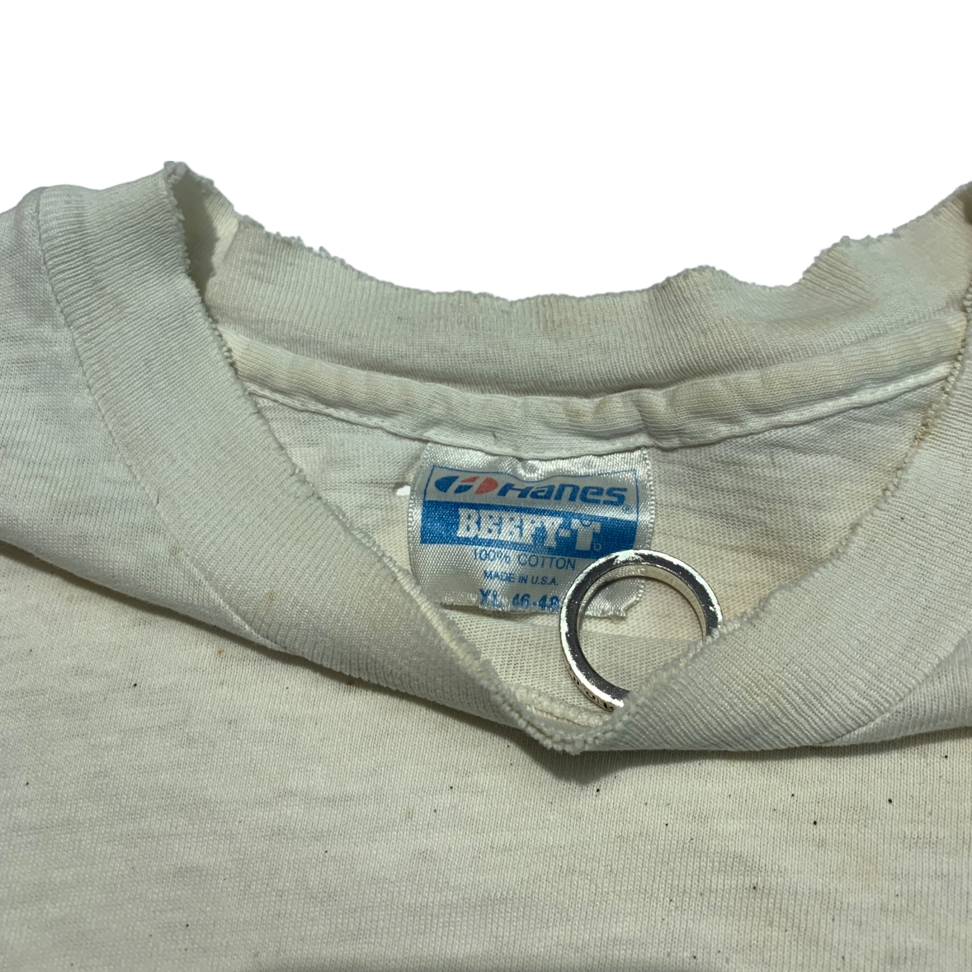 1989 Thrashed Harley Davidson T-Shirt - Aged White/Cream - L/XL