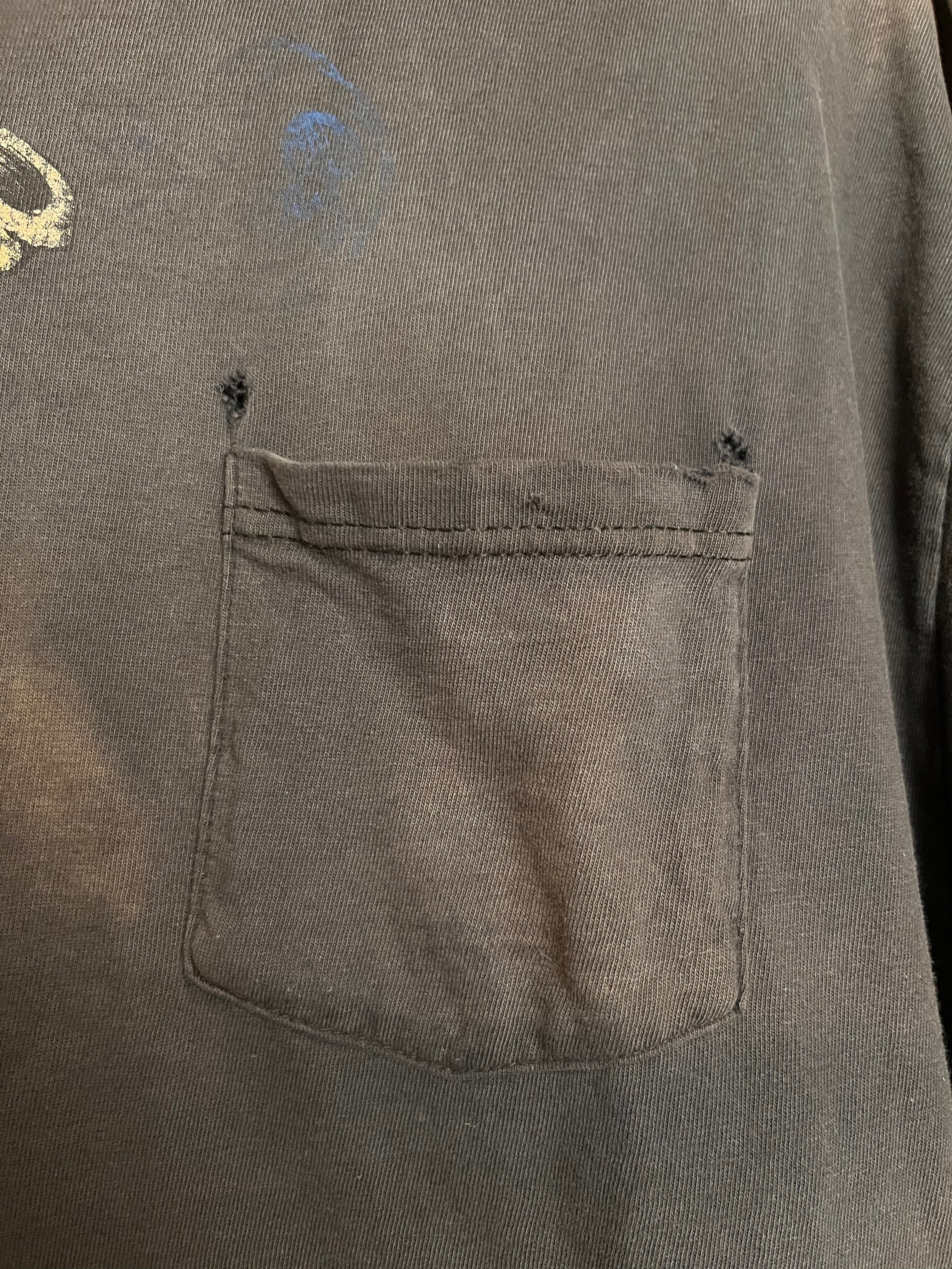 Harley-Davidson Skull Distressed Biker Pocket T-Shirt - Faded Black - L/XL